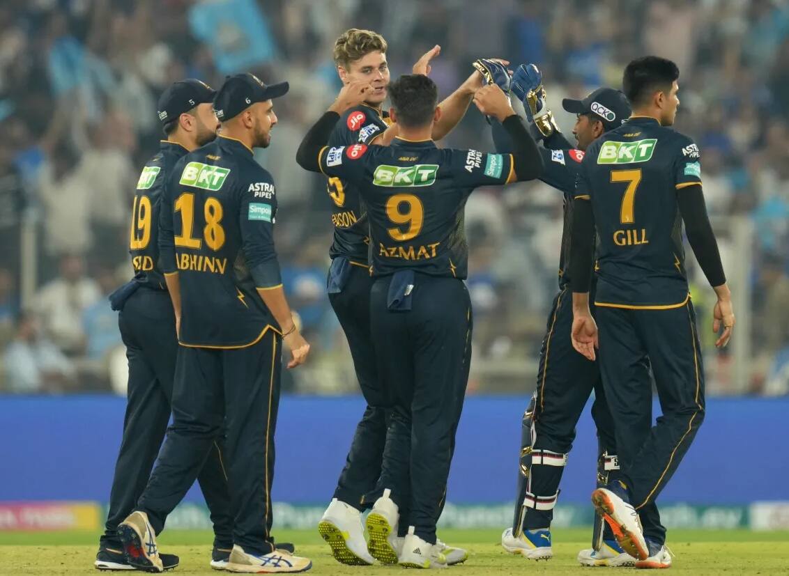 Shubman Gill with his team mates 
