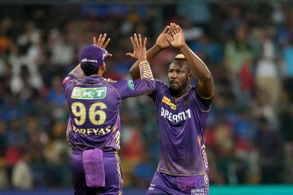 Andre Russell with Shreyas Iyer during IPL 2024 (AP)