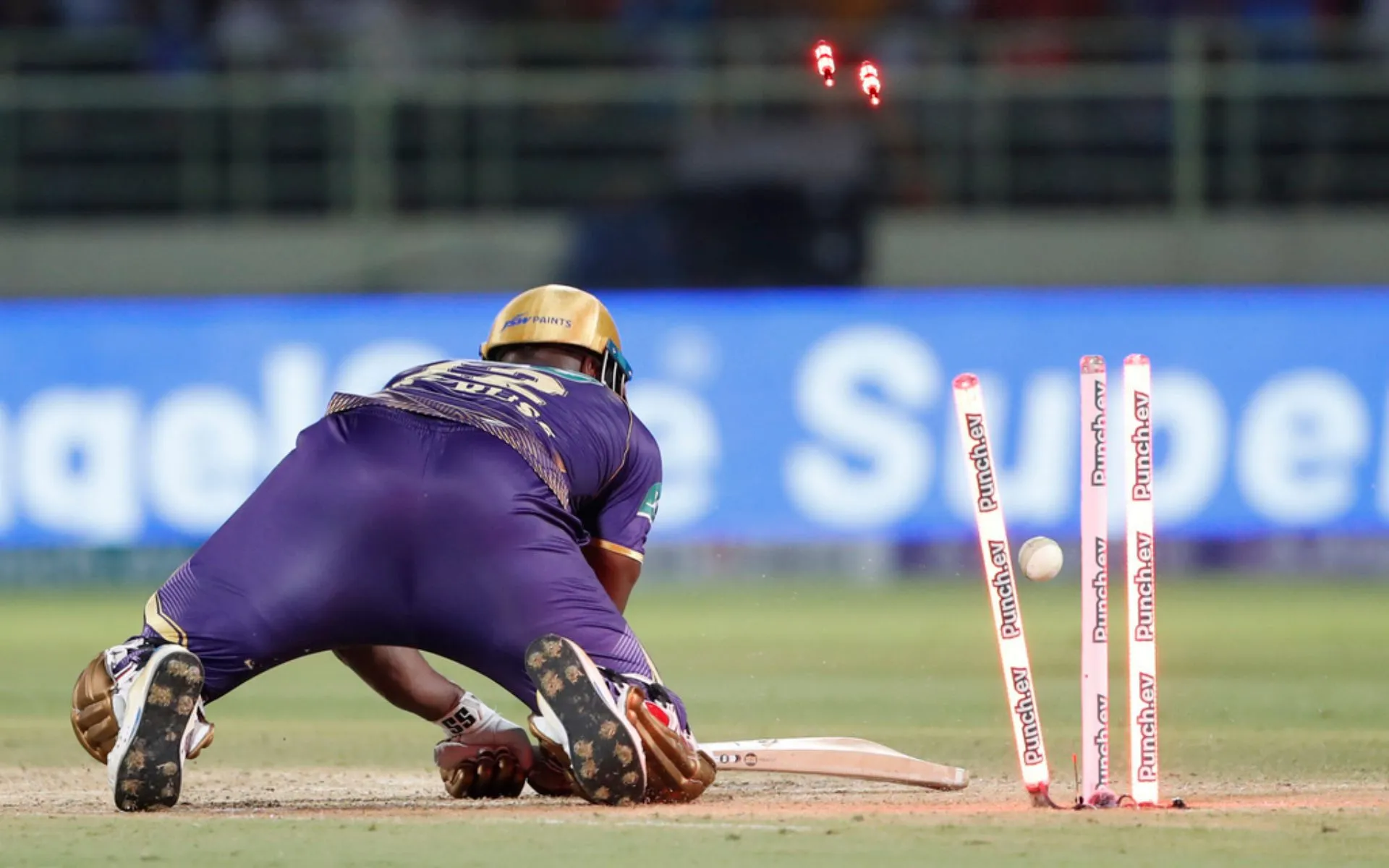 Russell getting dusted off Ishant Sharma's yorker (AP)