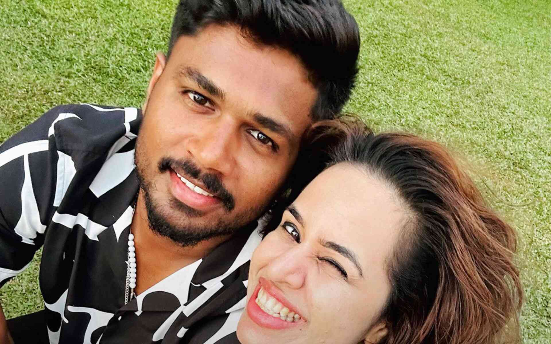Sanju Samson with his wife (X.com)