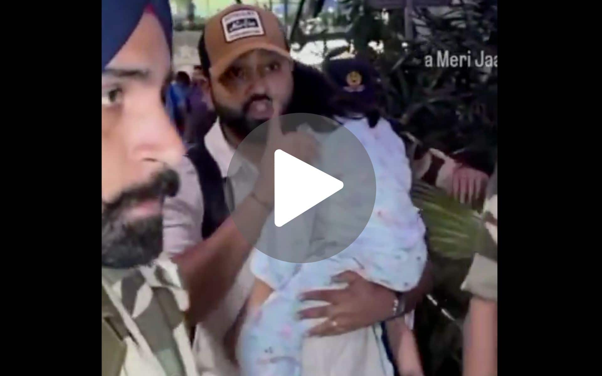 [Watch] Rohit Sharma's Adorable Airport Moment With Samaira; Asks Paparazzi To Let Her Sleep