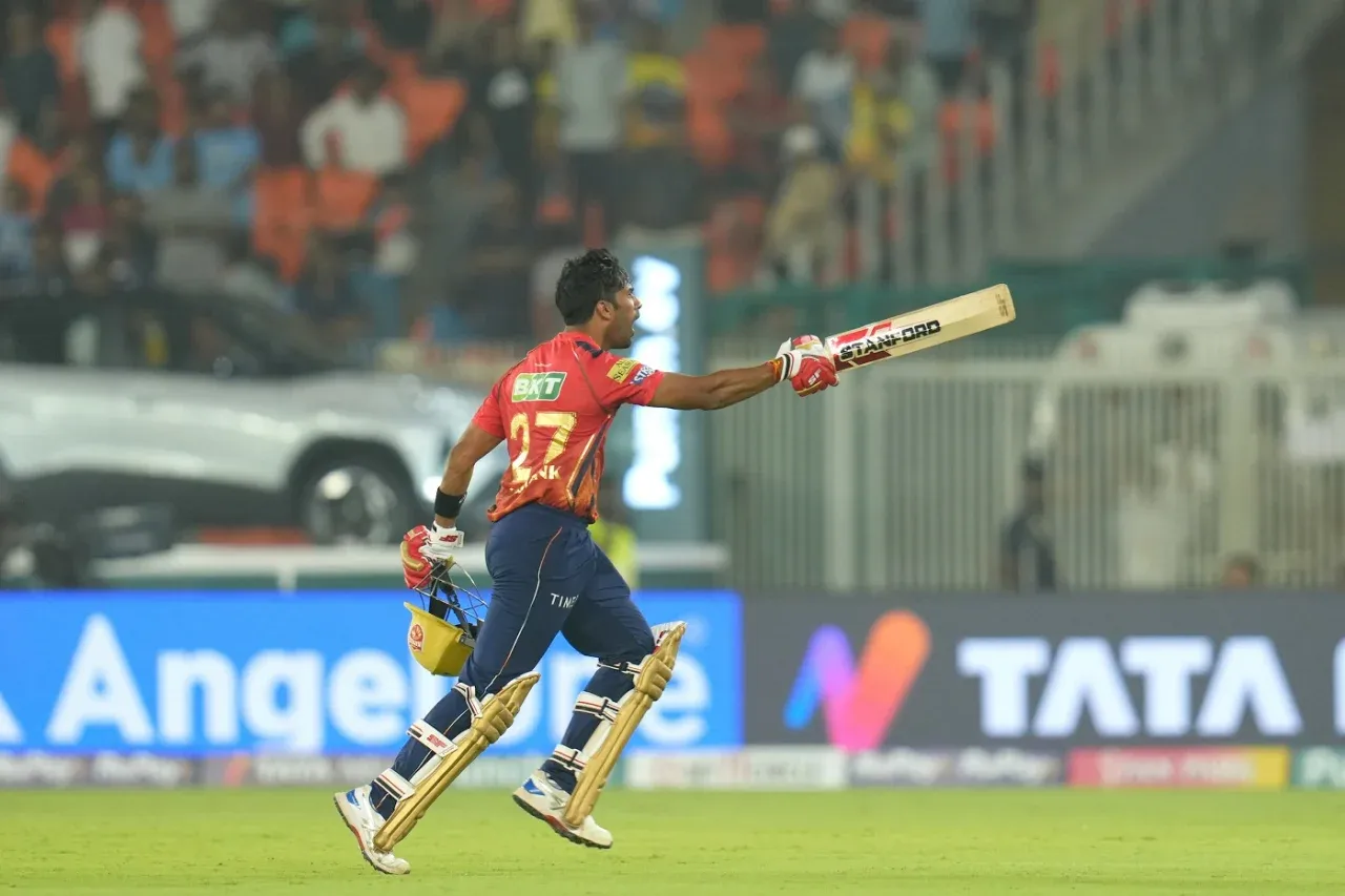 Shashank Singh celebrating PBKS win over Gujarat Titans in IPL 2024 (BCCI)