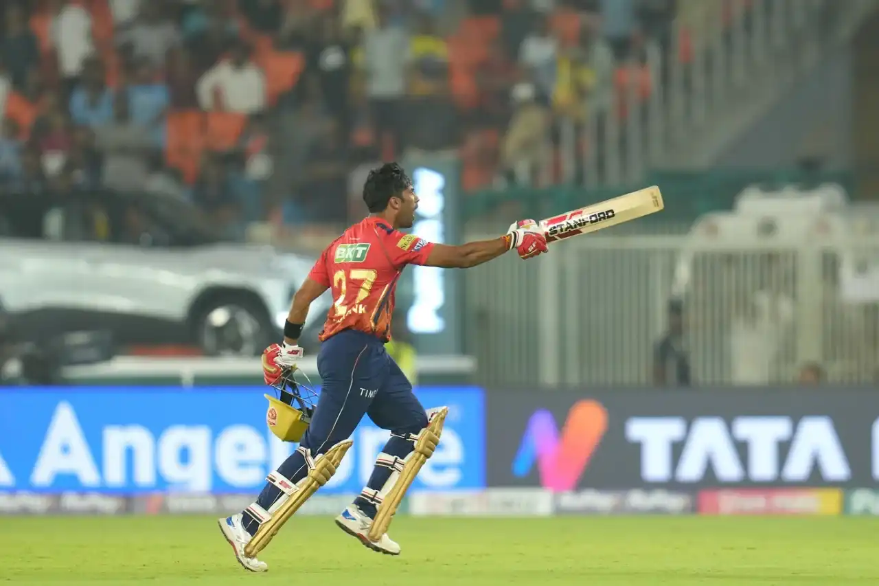 Shashank Singh celebrating PBKS win over Gujarat Titans in IPL 2024 (BCCI)