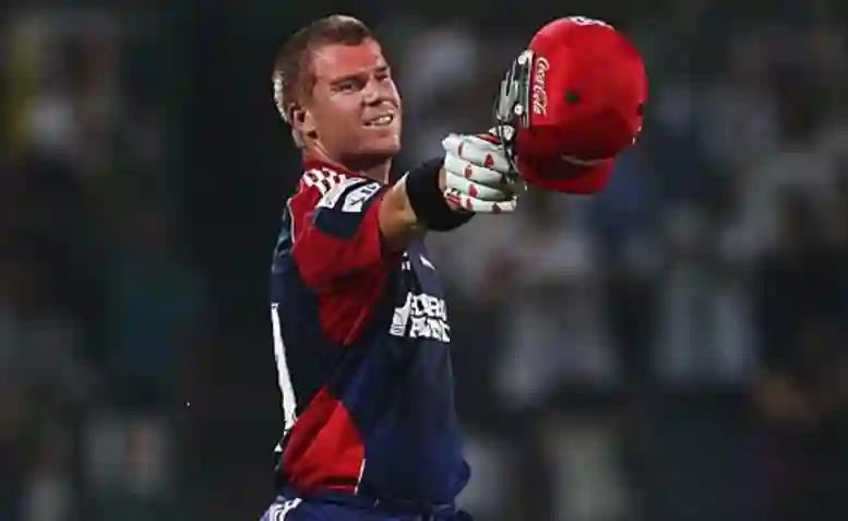 David Warner celebrating his maiden IPL century back in 2010 (IPL)