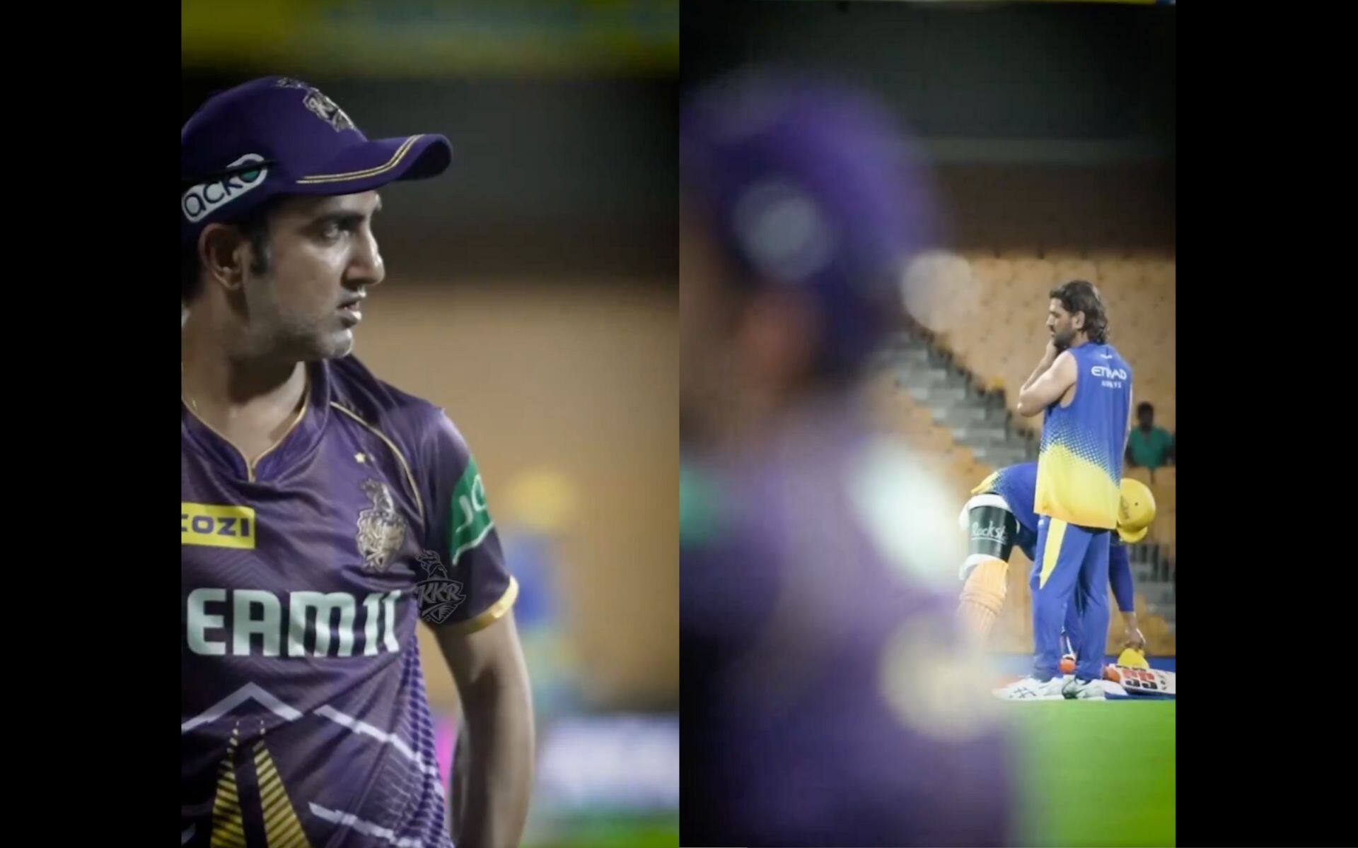 Gambhir & Dhoni in a frame on the eve of CSK vs KKR (x.com)