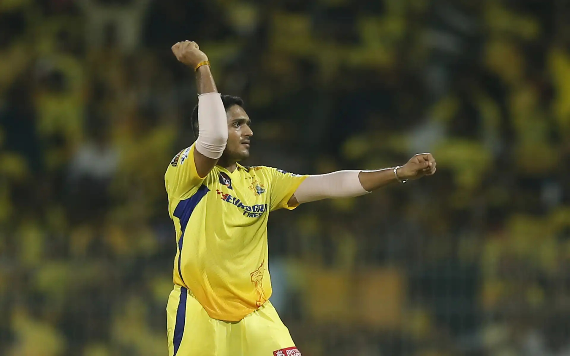 Tushar Deshpande Celebrates Andre Russell's wicket (Source: AP Photo)