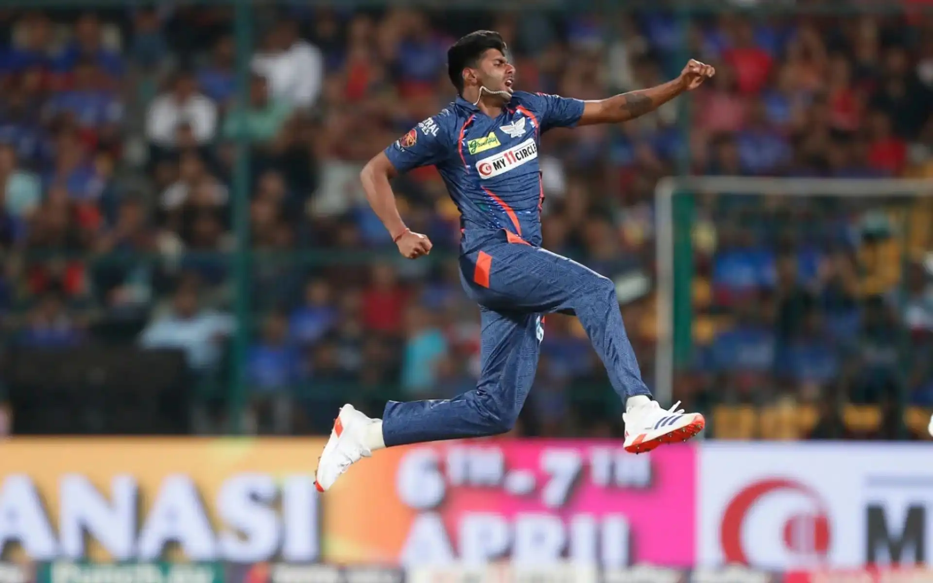 Mayank Yadav celebrating a wicket this IPL 2024 season for LSG (BCCI)