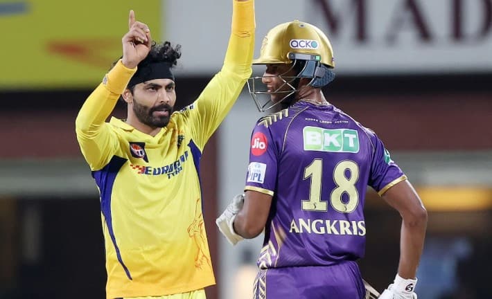 Ravindra Jadeja celebrating a KKR wicket in IPL 2024 (BCCI)