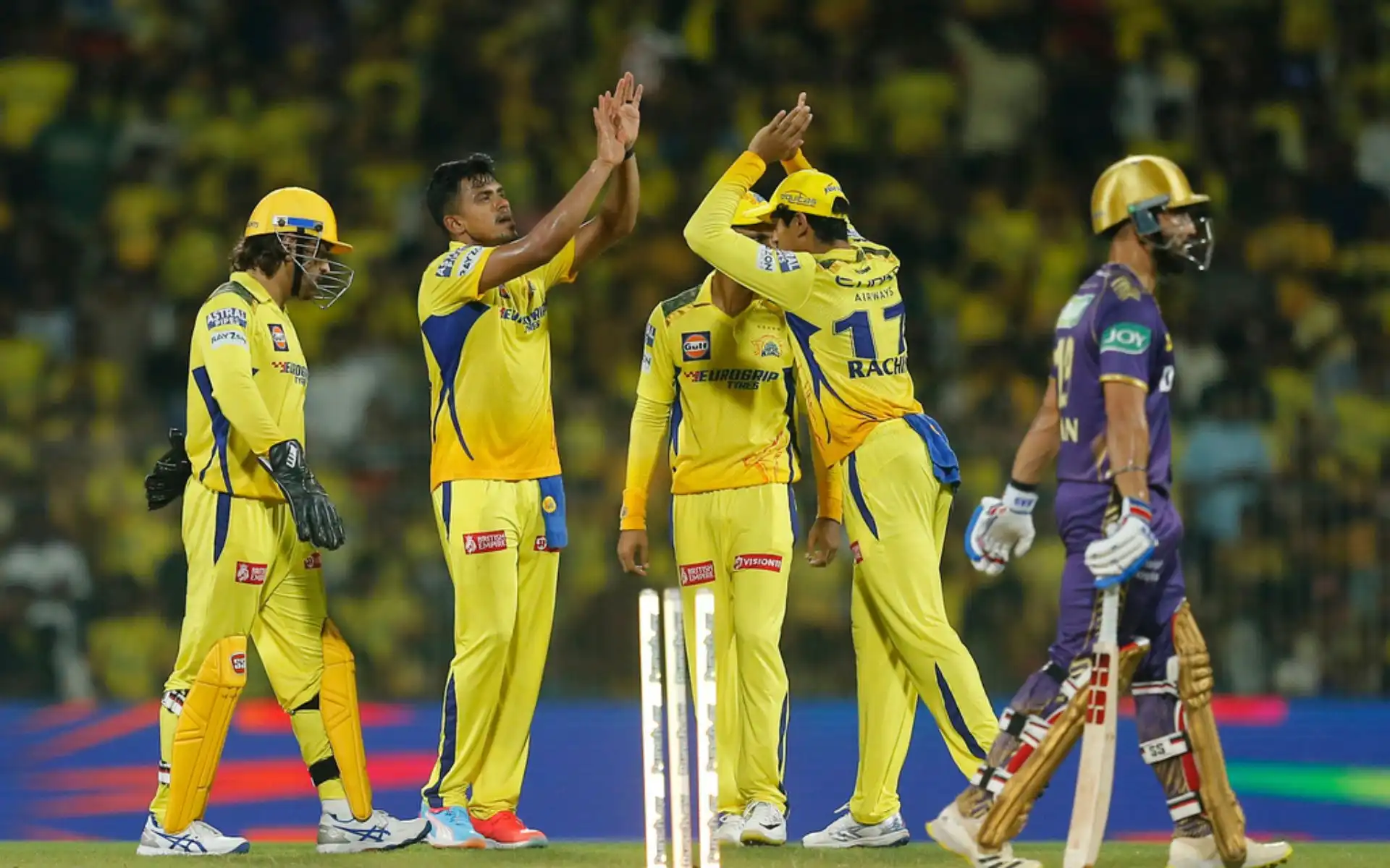 Theekshana with his CSK teammates in IPL 2024 (AP)