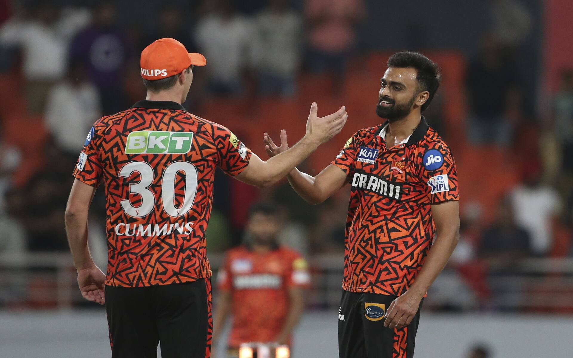 Pat Cummins and Jaydev Unadkat after the victory (Source: AP Photo)