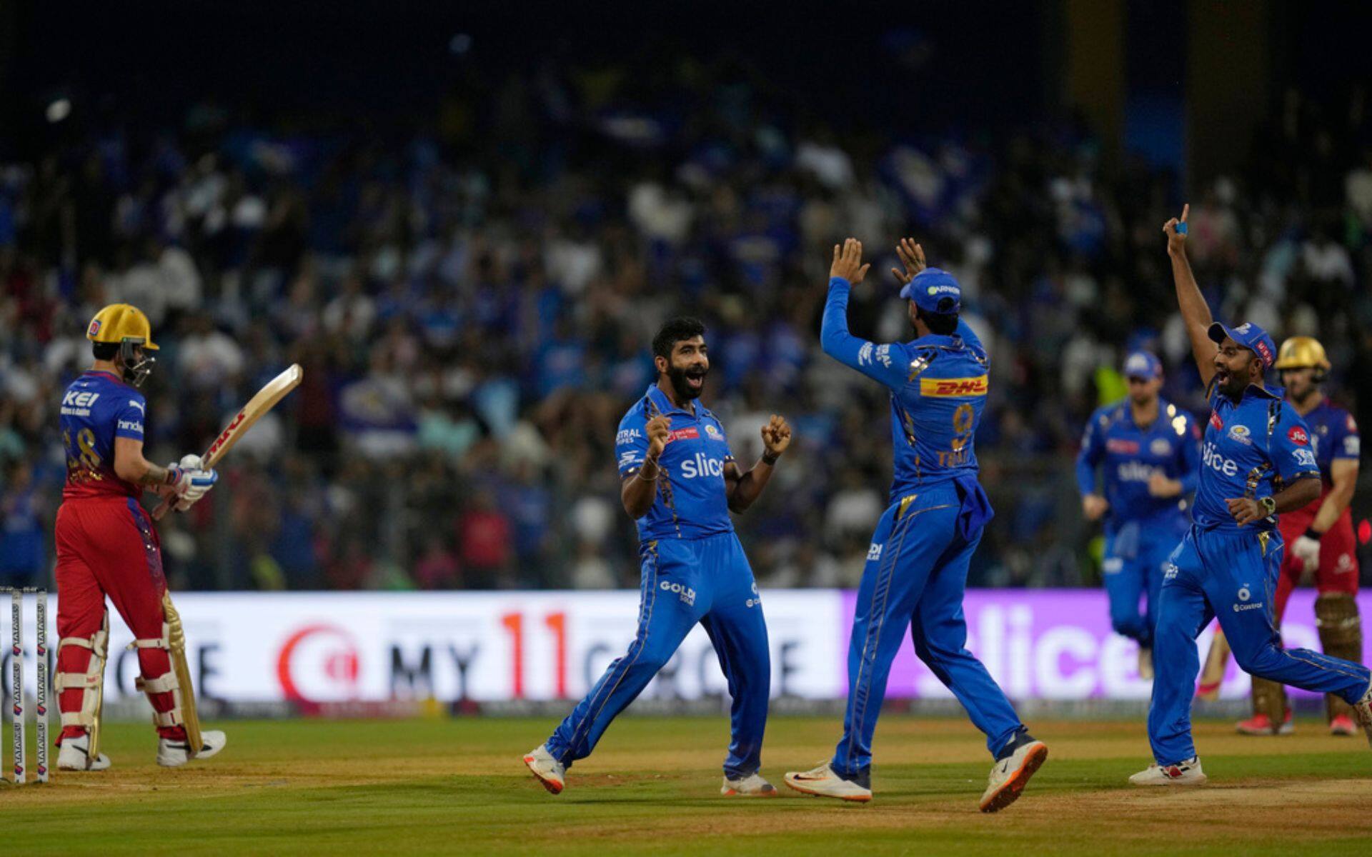 Jasprit Bumrah celebrating Virat Kohli's wicket (AP Photo)