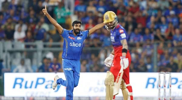 Jasprit Bumrah celebrating after dismissing Virat Kohli last night [x.com]