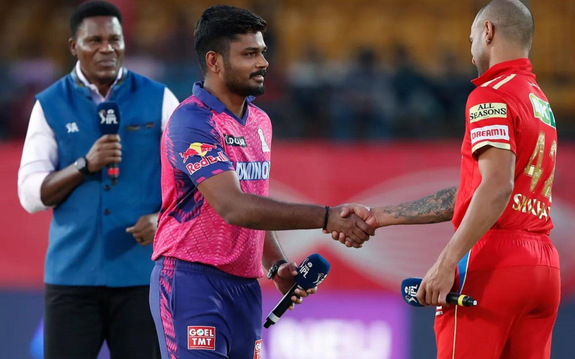 Sanju Samson and Shikhar Dhawan during toss in IPL 2023 [iplt20.com]