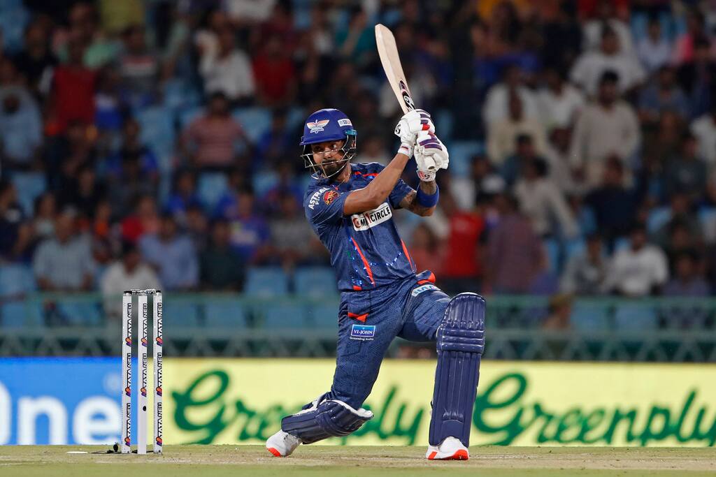 KL Rahul playing a handsome six over extra cover (AP)