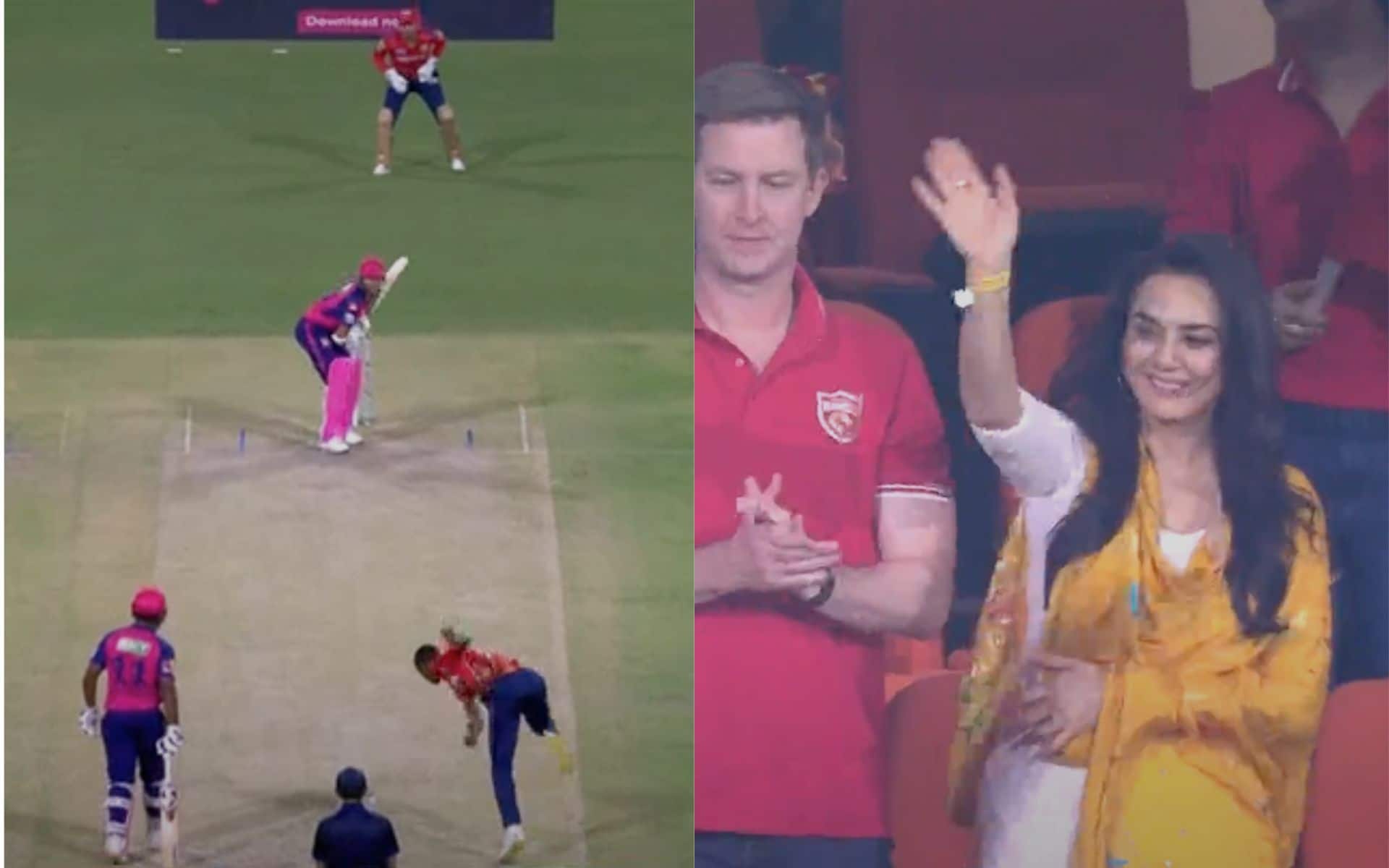 Preity Zinta waves her hand after Jaiswal's wicket (X.com)