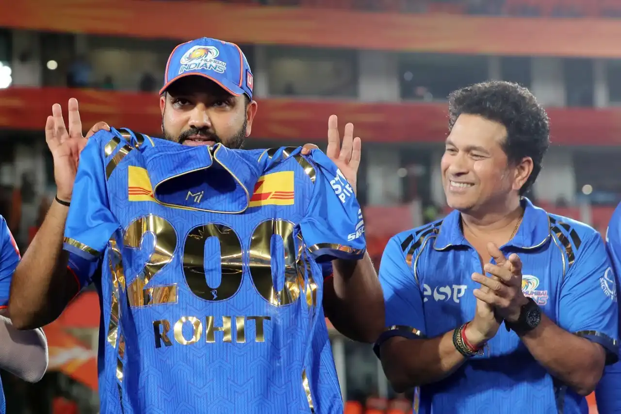 Rohit Sharma celebrating his 200th match for Mumbai Indians during IPL 2024 (BCCI)