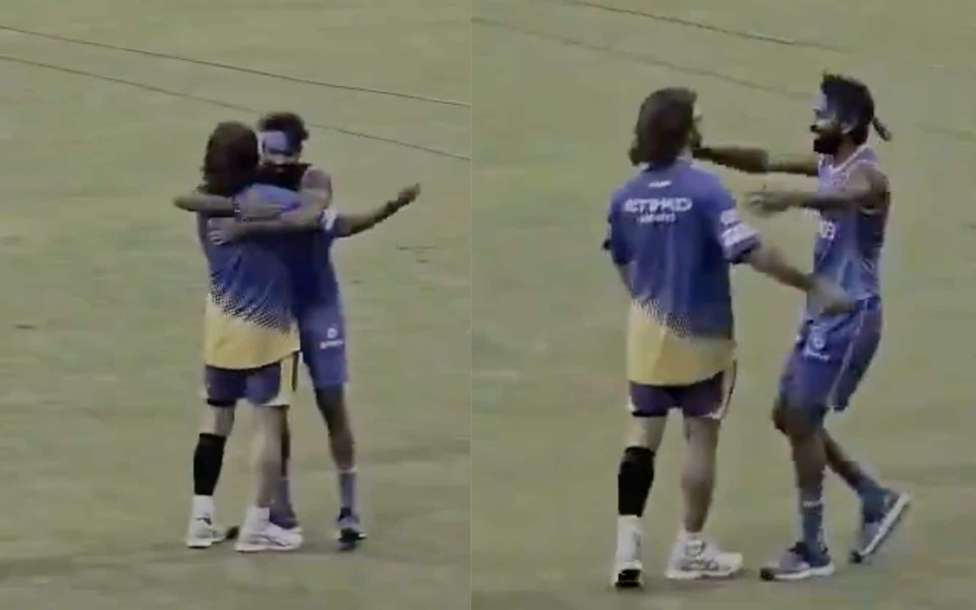 Hardik Pandya & MS Dhoni hug (X.com)