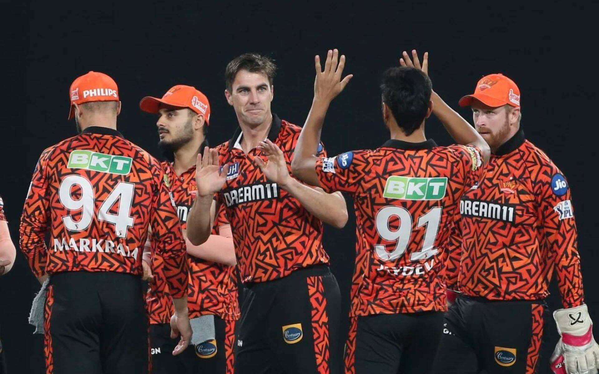 SRH players celebrating a wicket in IPL 2024 (AP)