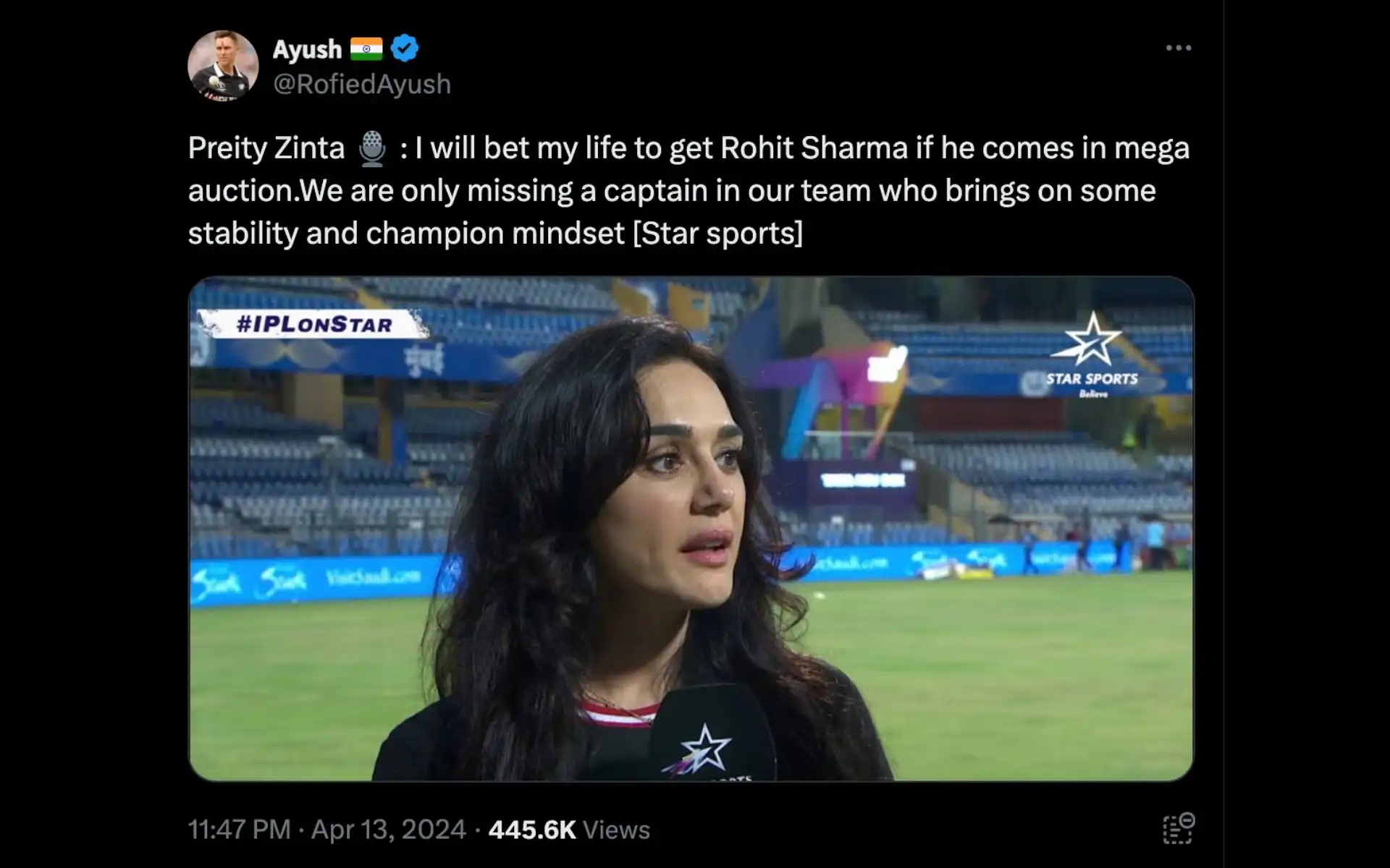 As per an user Zinta spoke about getting Rohit Sharma in next auction