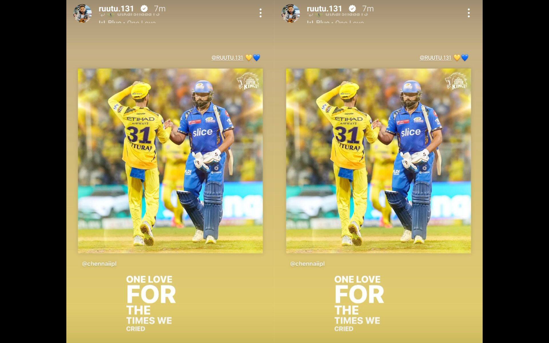 Ruturaj Gaikwad's Instagram story for Rohit Sharma