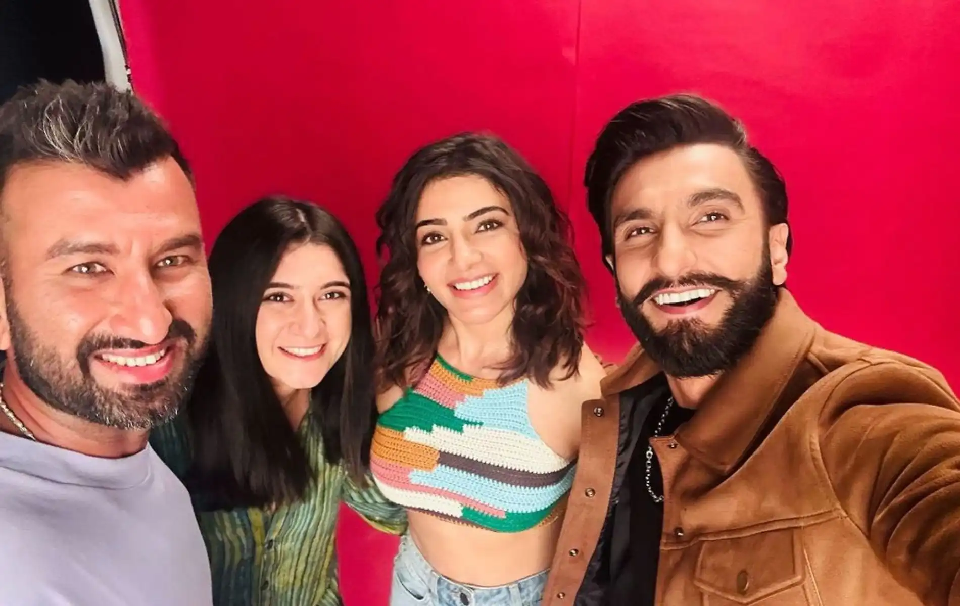 Pujara with his wife, Ranveer Singh and Samantha Ruth Prabhu (X)