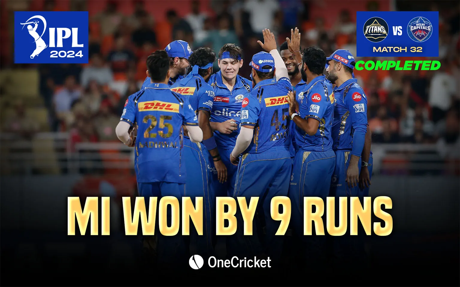 MI defeat PBKS by 9 runs (OneCricket)
