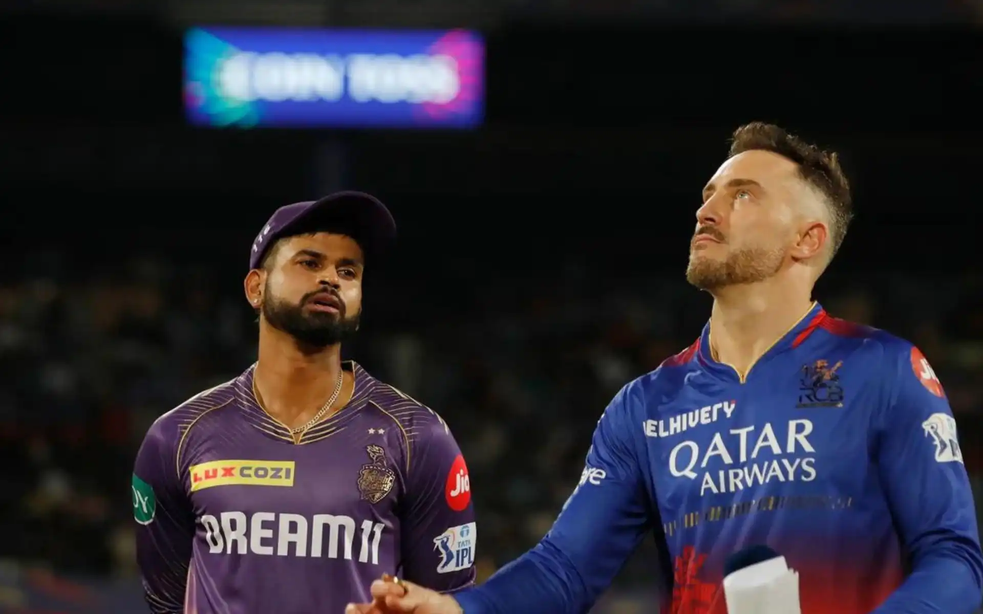 Shreyas Iyer and Faf du Plessis during toss in IPL 2024 [iplt20.com]