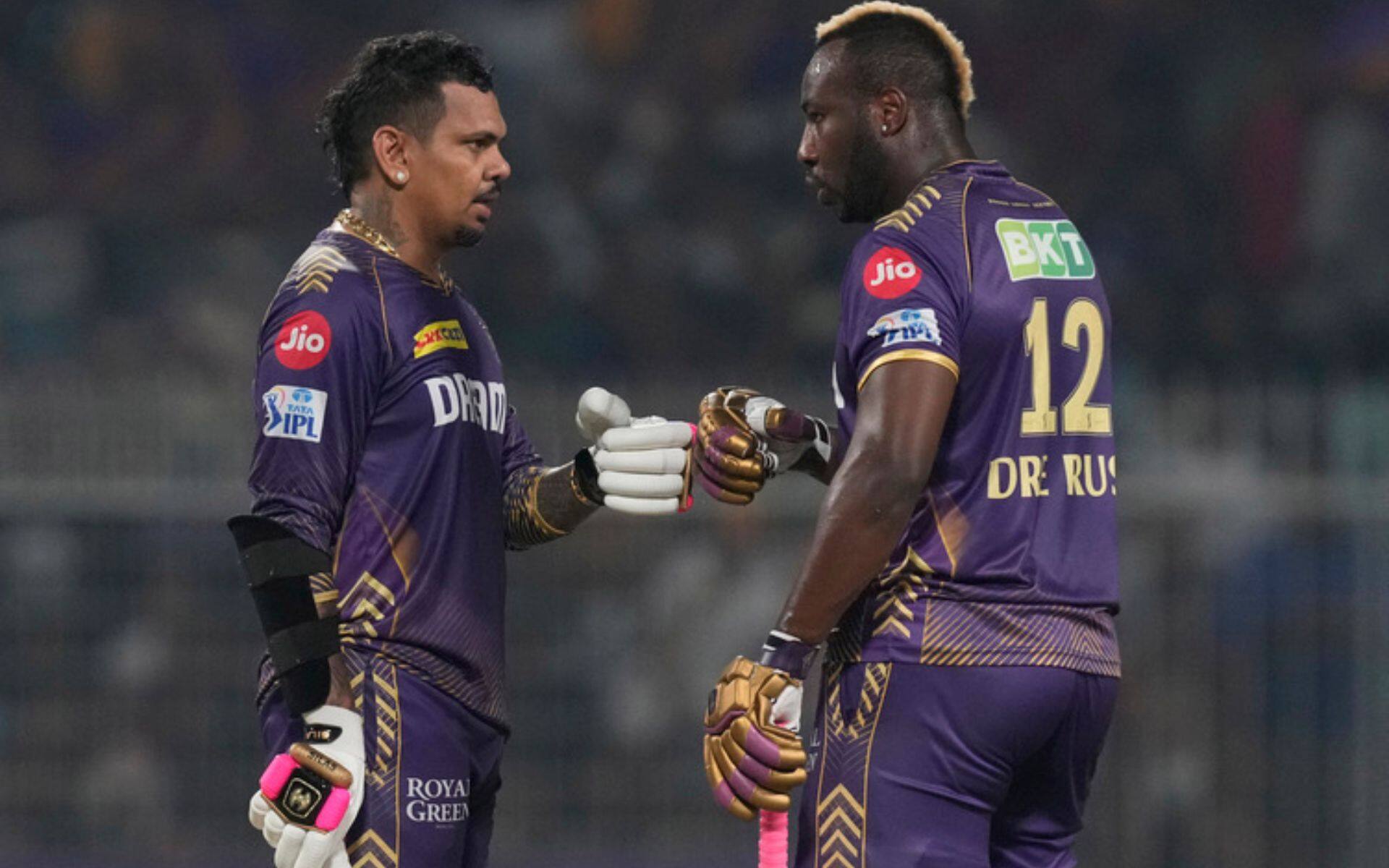 Sunil Narine and Andre Russell during the partnership in the last match [AP Photos]