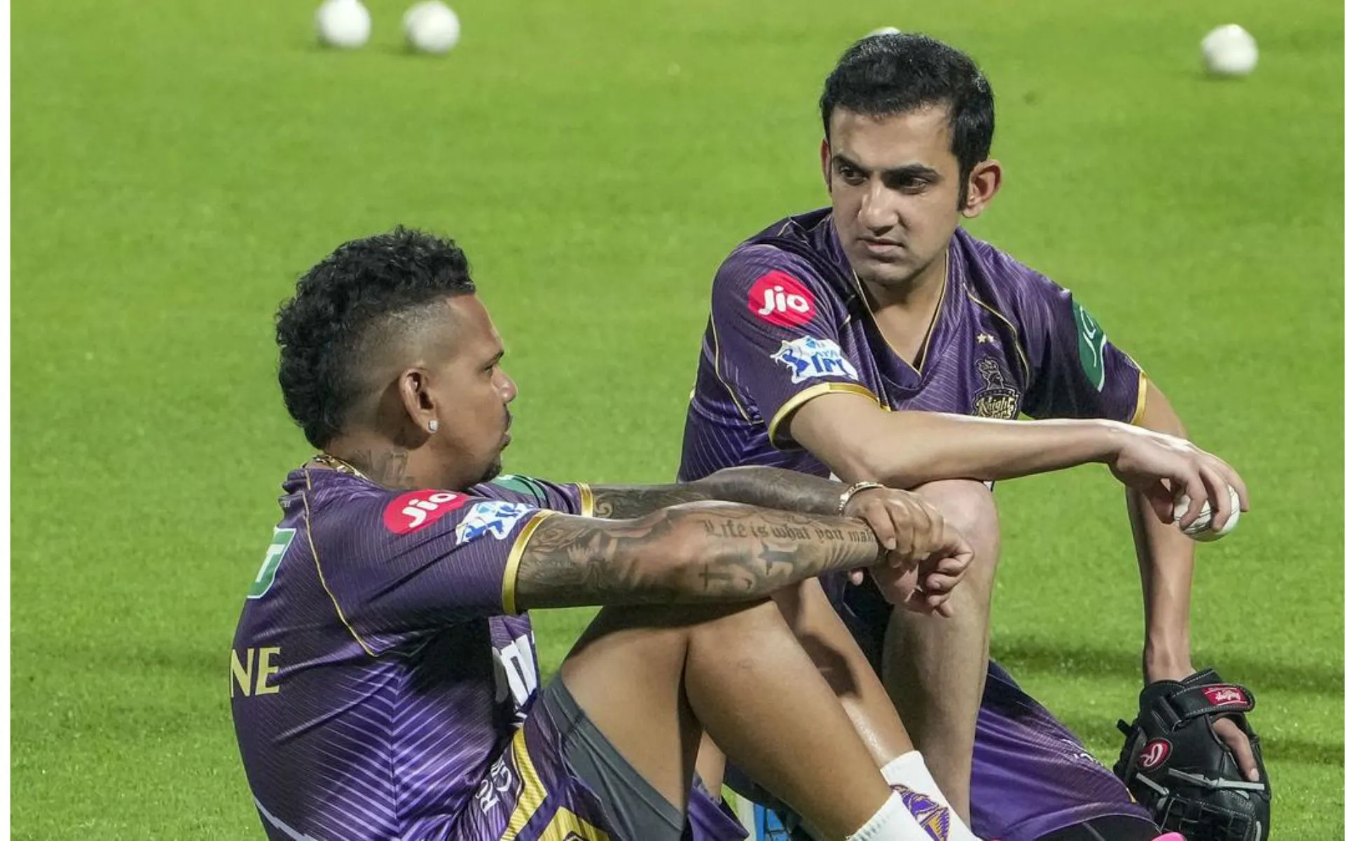 Gautam Gambhir and Sunil Narine at Eden Gardens (X.com)