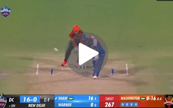 [Watch] 4,4,4,4 And Out! Prithvi Shaw Toppled Early By Washington Sundar In DC Vs SRH