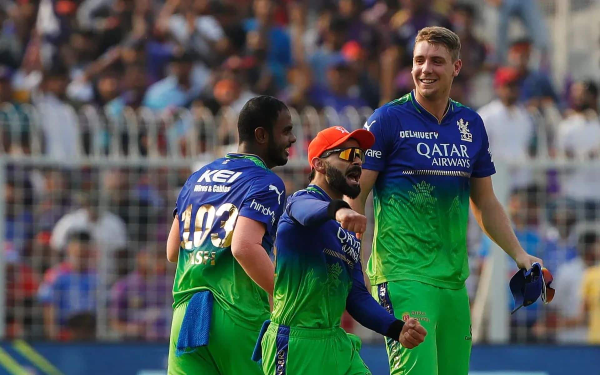 RCB players celebrating a wicket during KKR clash on Sunday (BCCI)