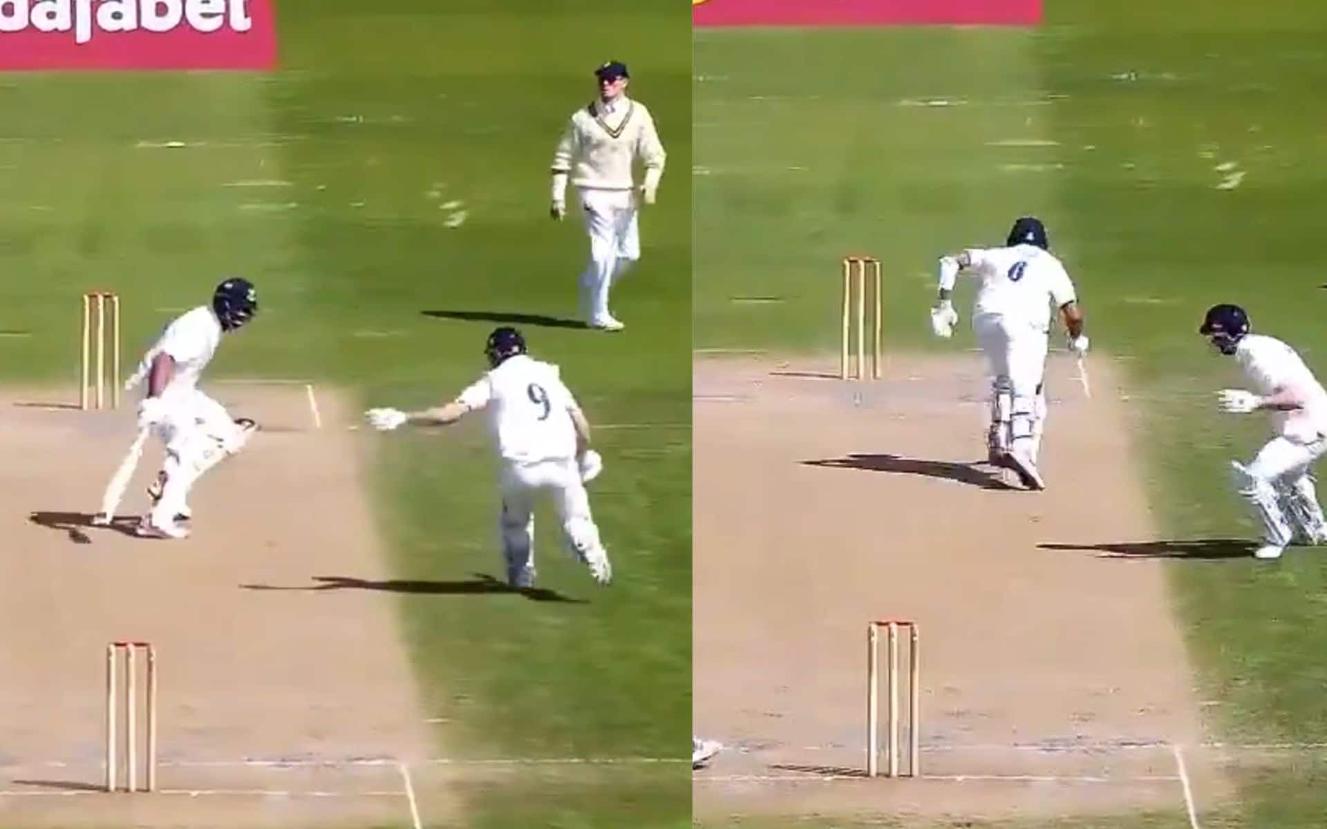 Pujara run out in county championship (X.com)