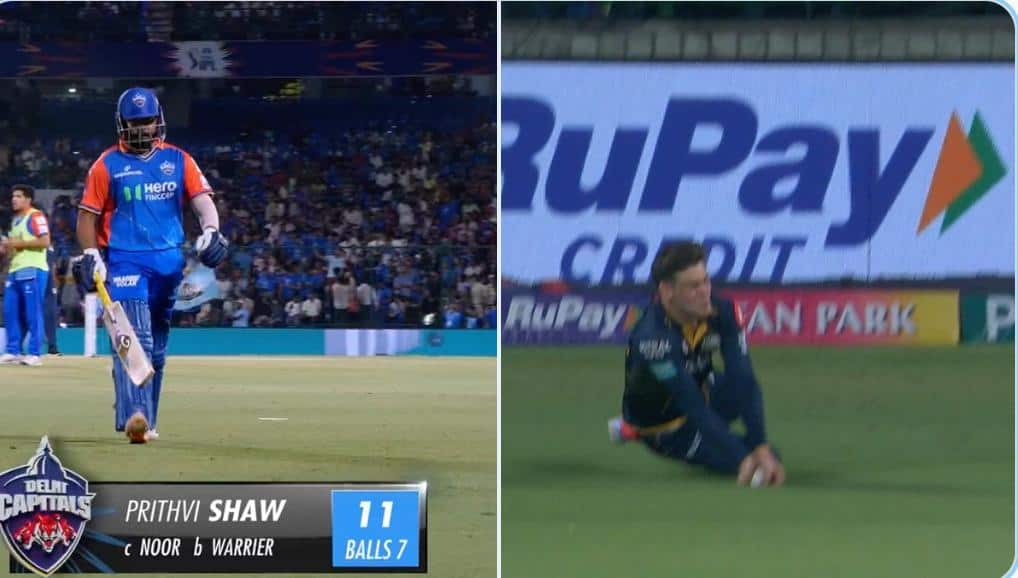 Shaw dismissed as Noor takes the catch [X]