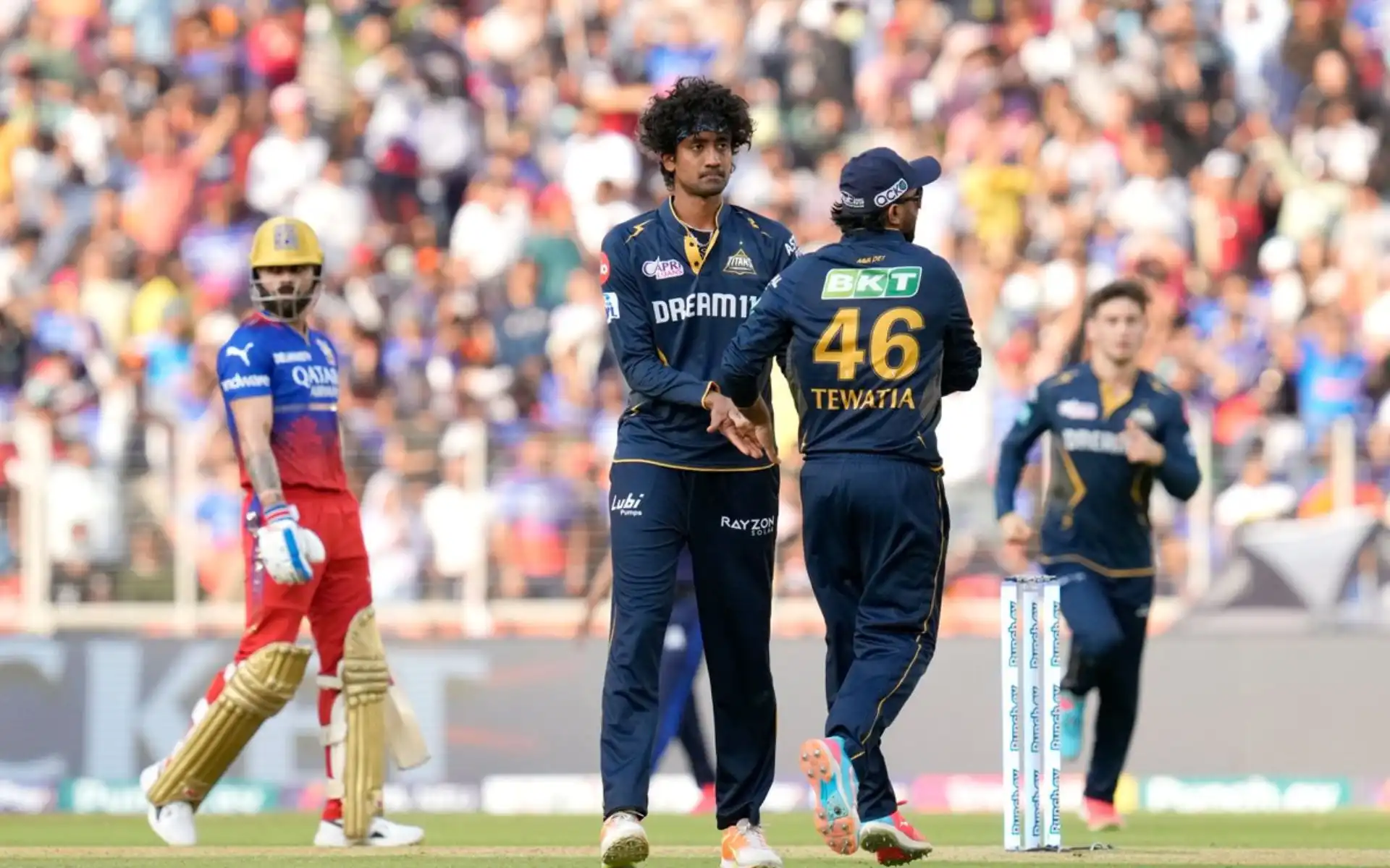 Sai Kishore celebrates Faf du Plessis' wicket (X.com)