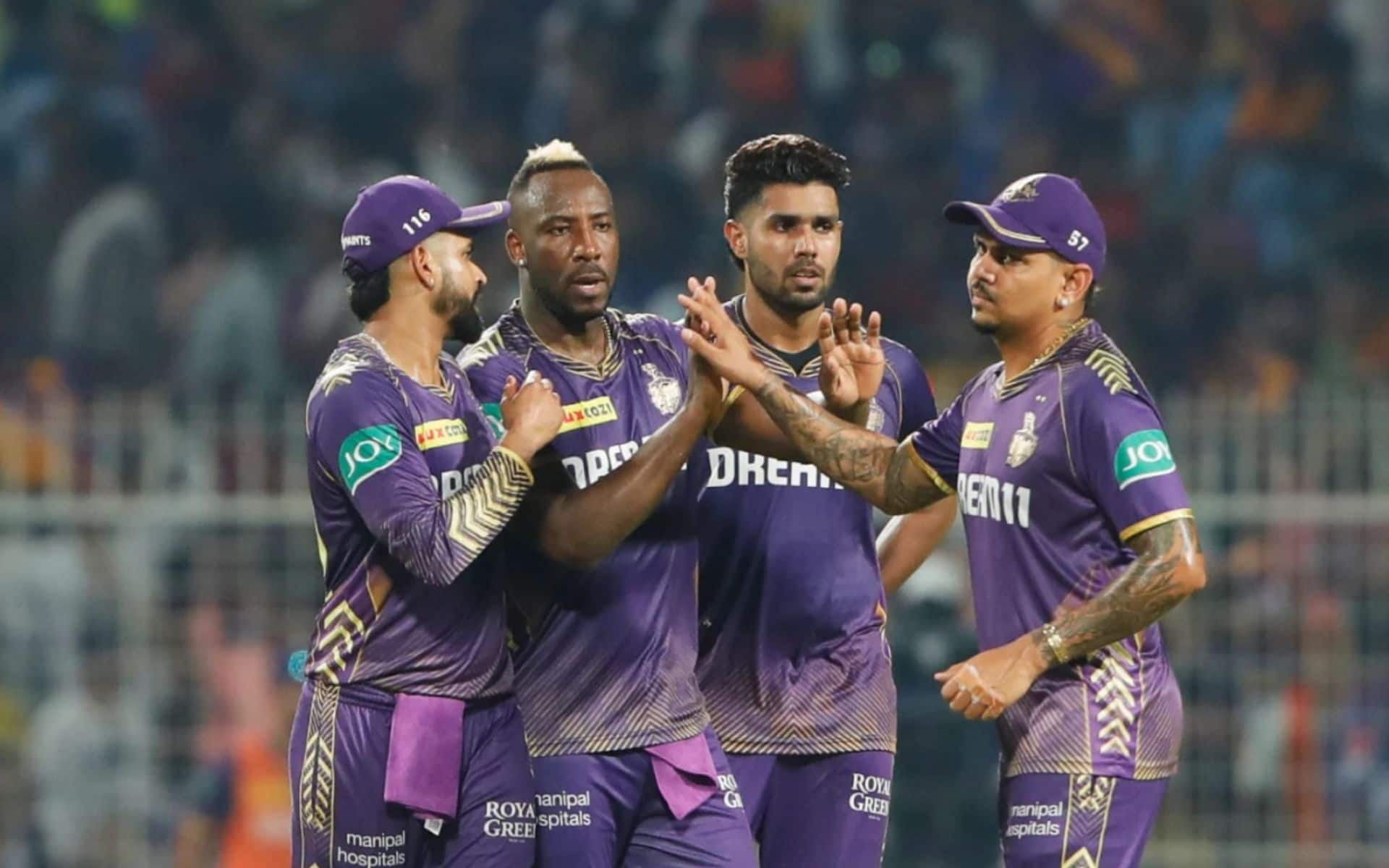 Andre Russell mobbed by his KKR teammates in IPL 2024 (BCCI)