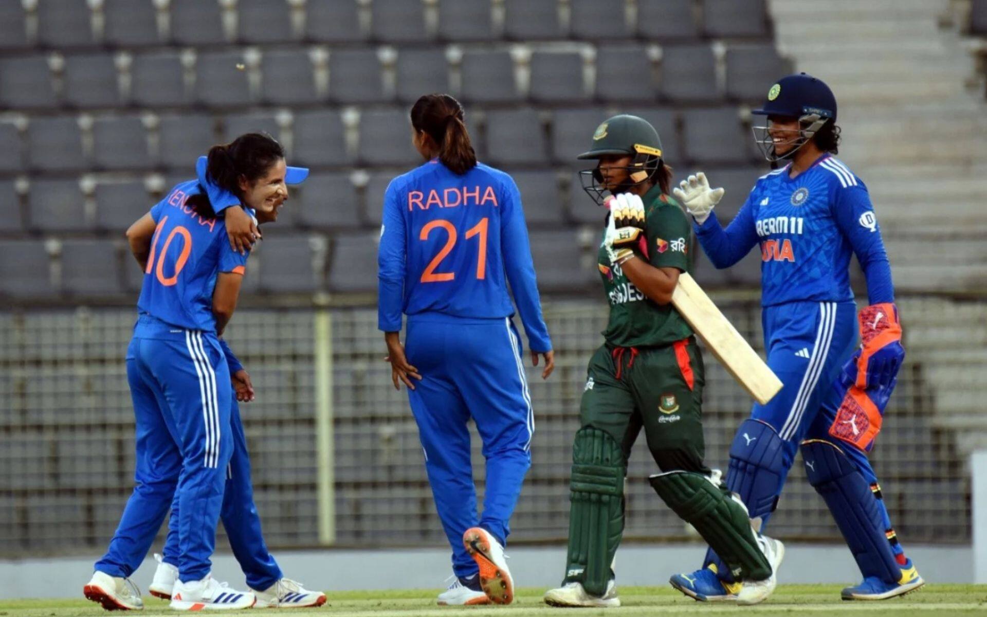 Indian players celebrating a Bangladesh wicket during first T20I (BCB)
