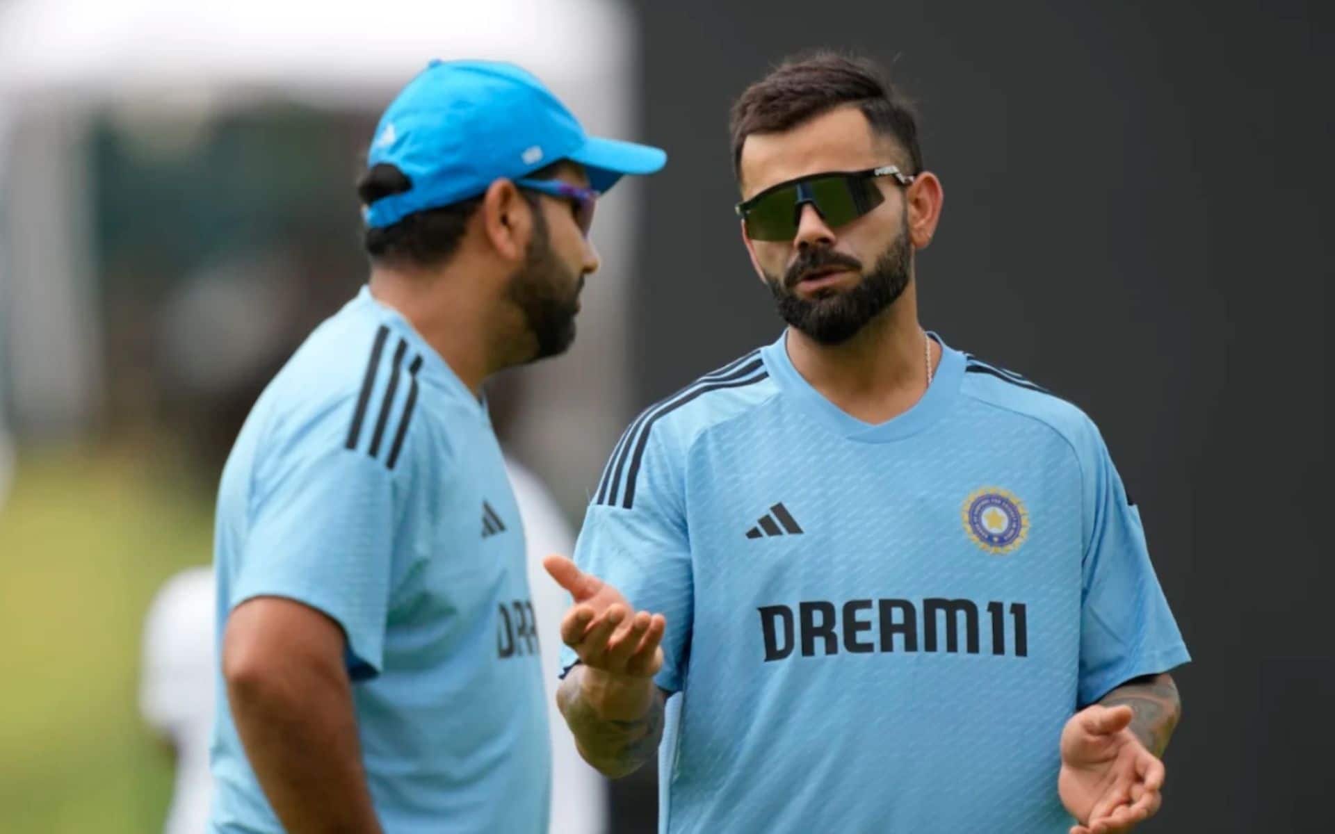 Rohit Sharma and Virat Kohli during a Team India training session (AP)