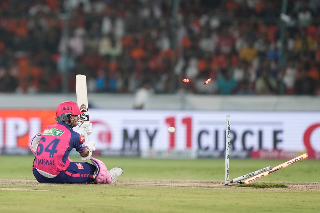 Jaiswal was visibly unhappy with his shot (AP Photo)
