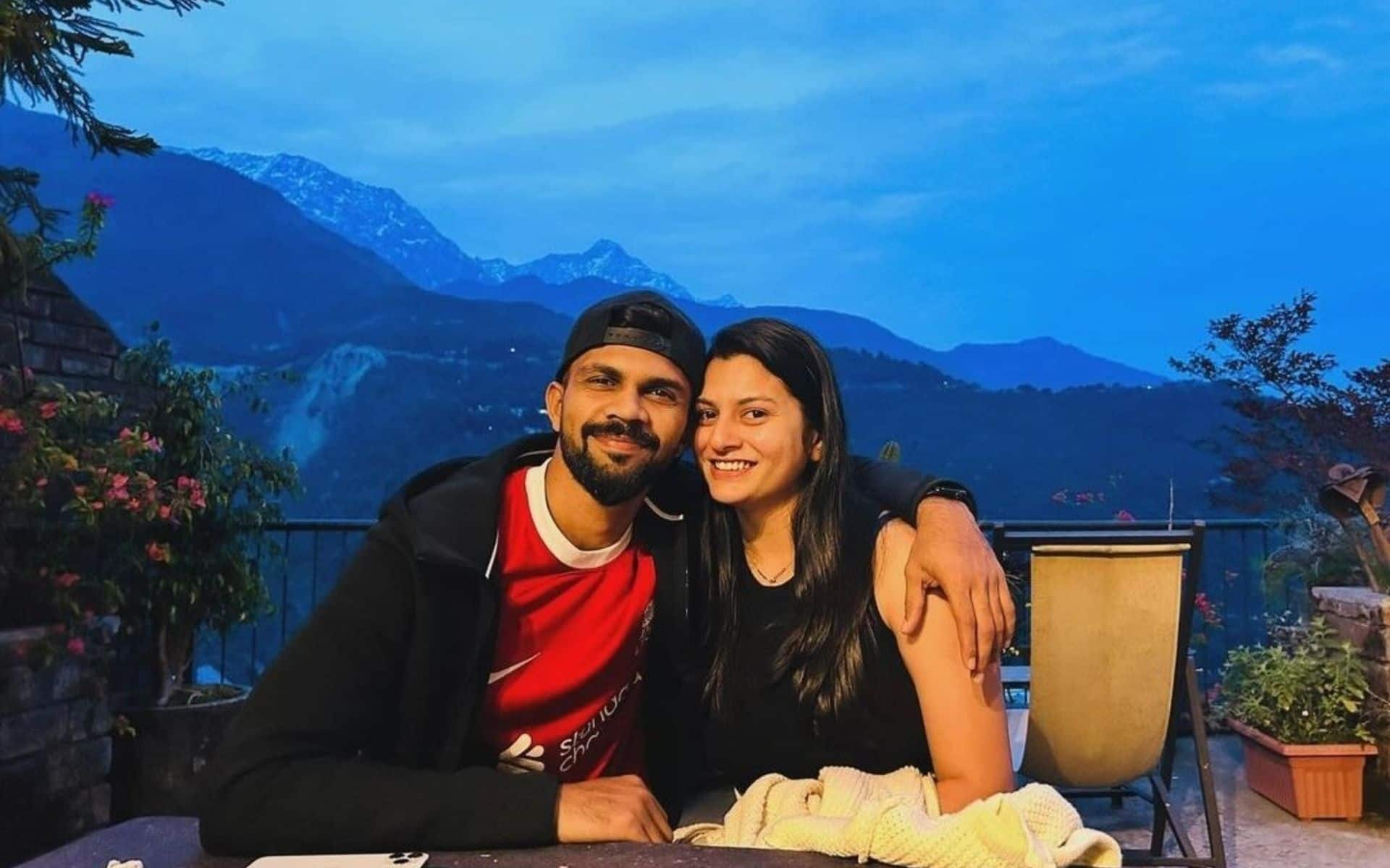 Ruturaj with cricketer-wife Utkarsha Pawar in Dharamsala