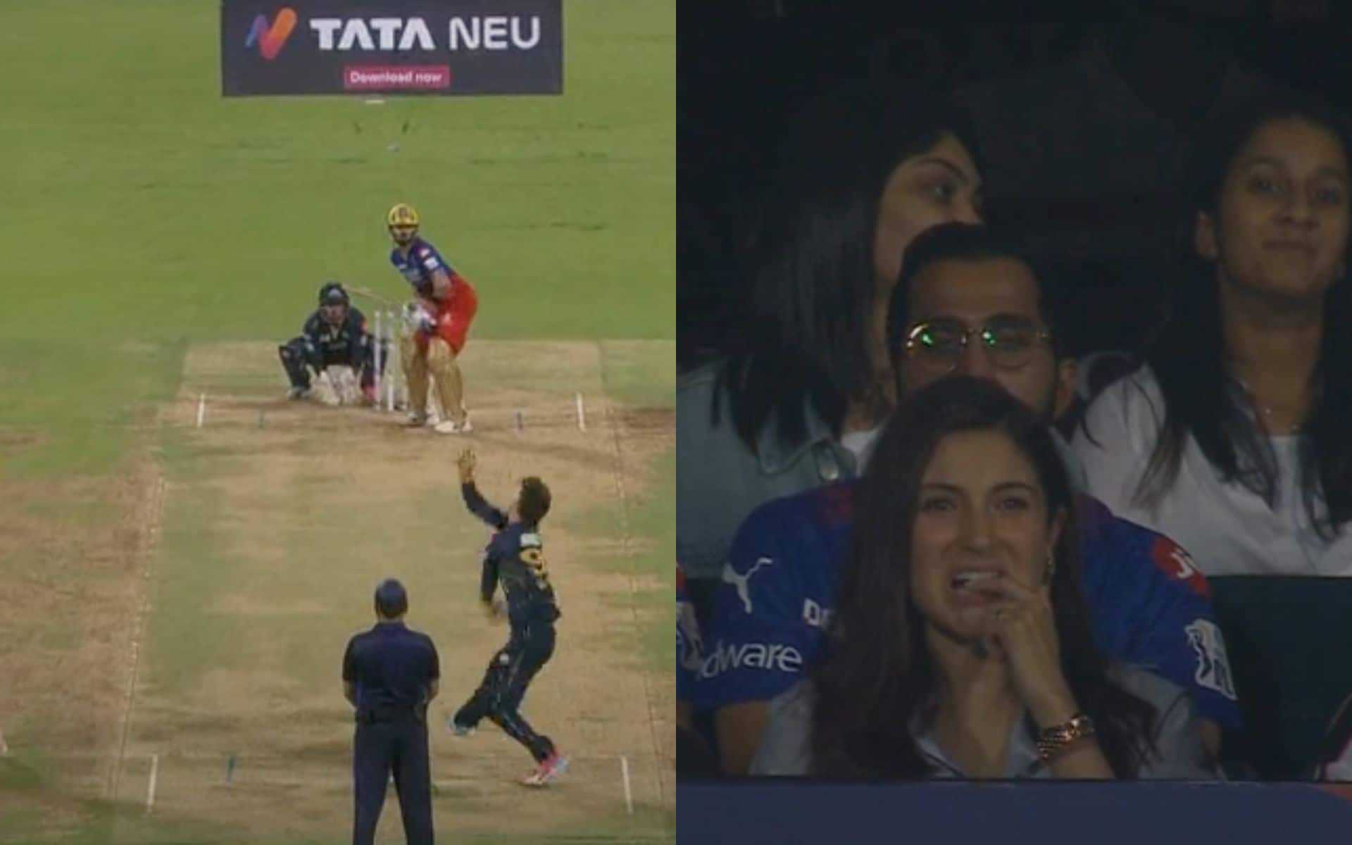 Anushka's reaction after Kohli's wicket (X.com)