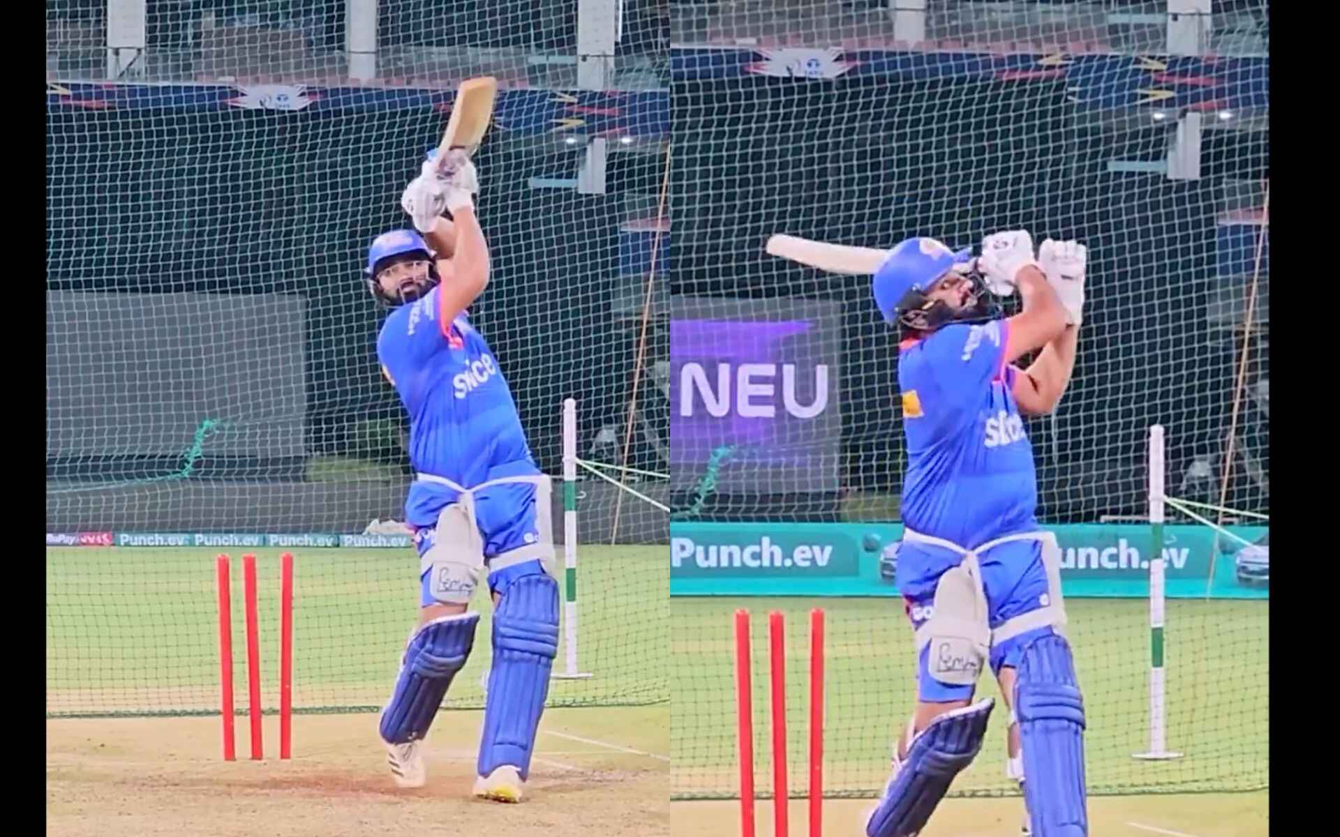 Rohit Sharma hitting the net ahead of MI Vs SRH (x)