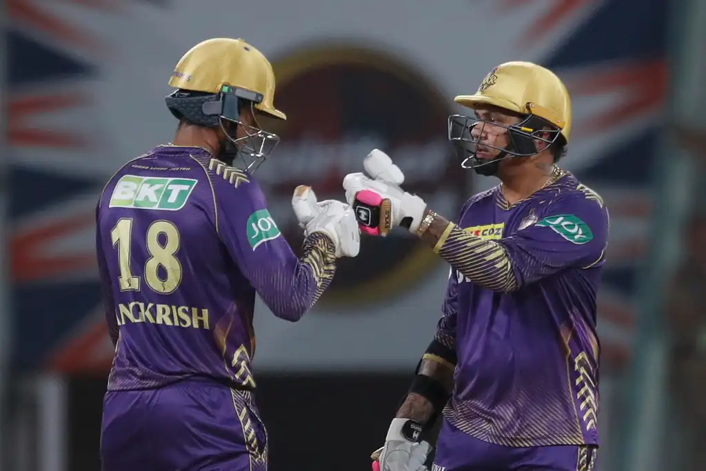 Sunil Narine and Angkrish Raghuvanshi (AP Photo)