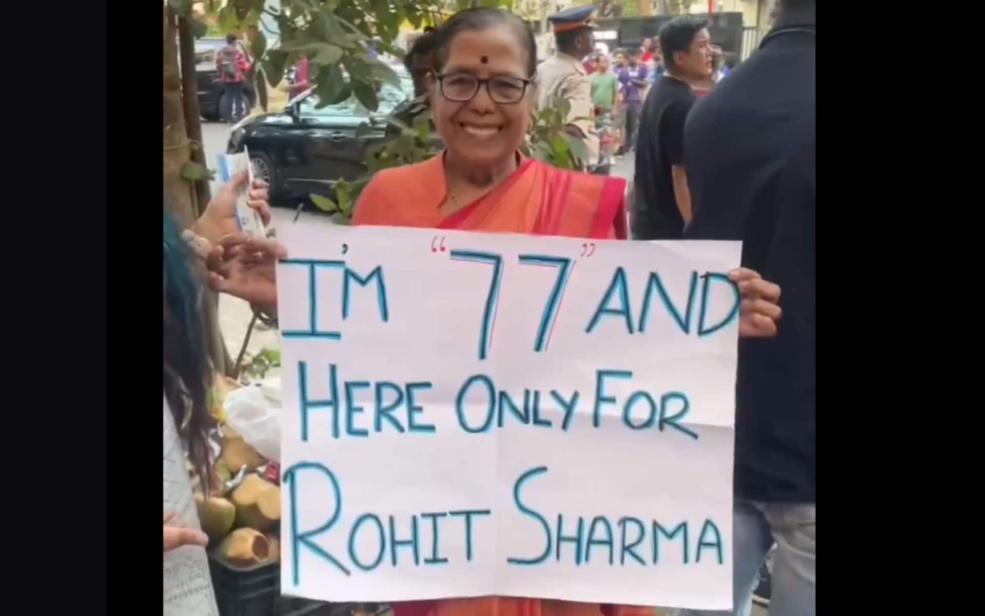 Elderly woman attended MI game to support Rohit Sharma (X.com)