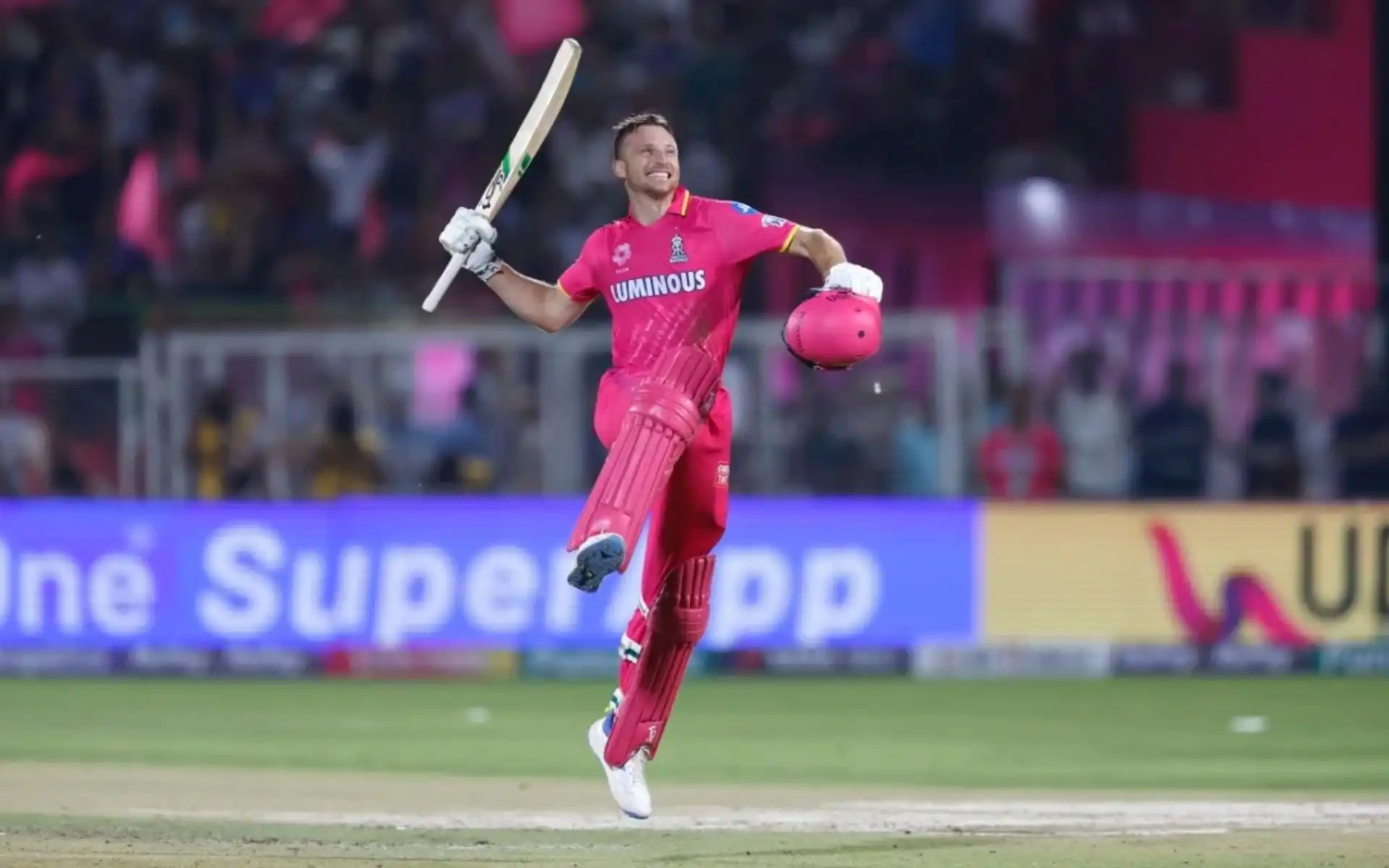 Jos Buttler celebrating his century against RCB (BCCI)