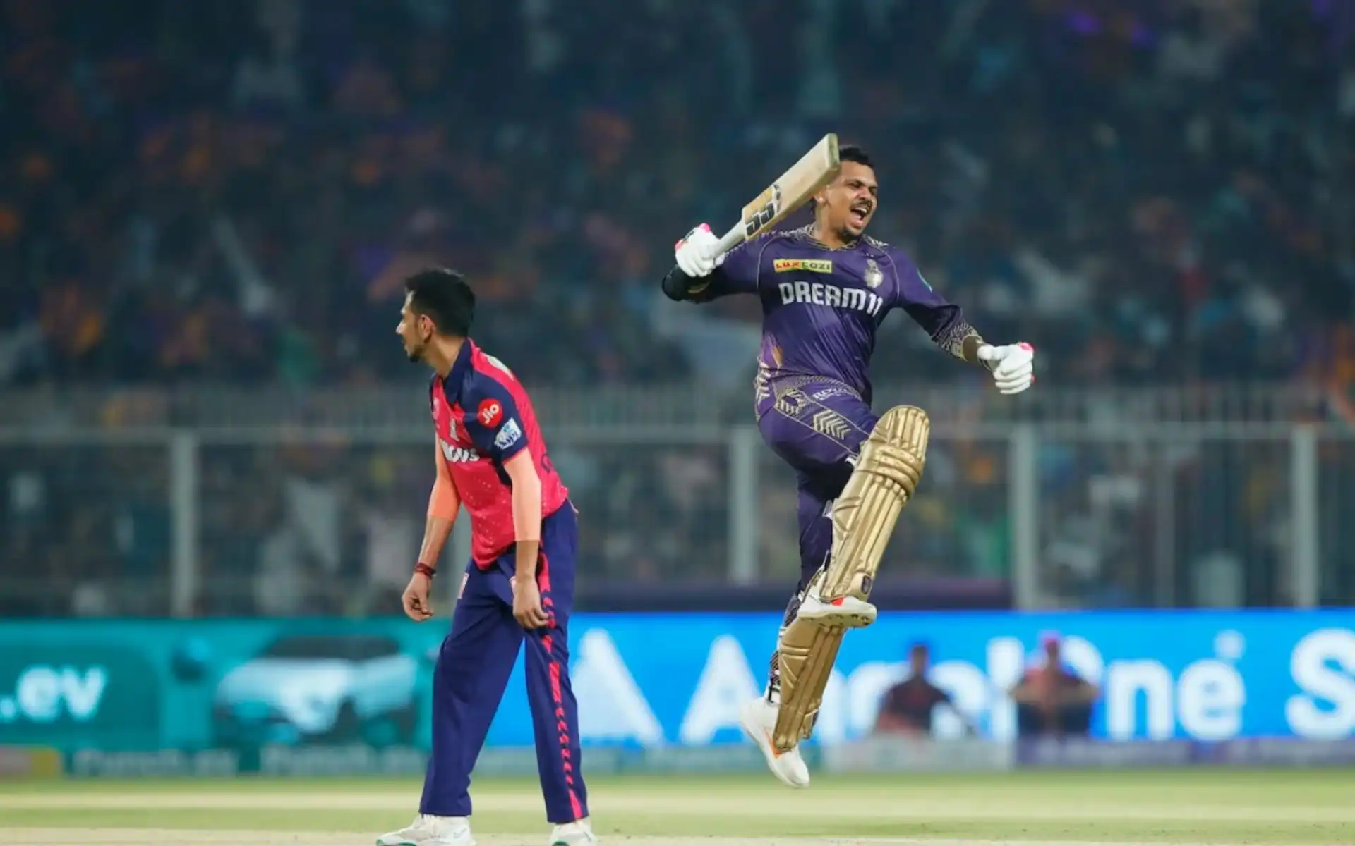 Sunil Narine celebrating his first T20 century during IPL 2024 (BCCI)