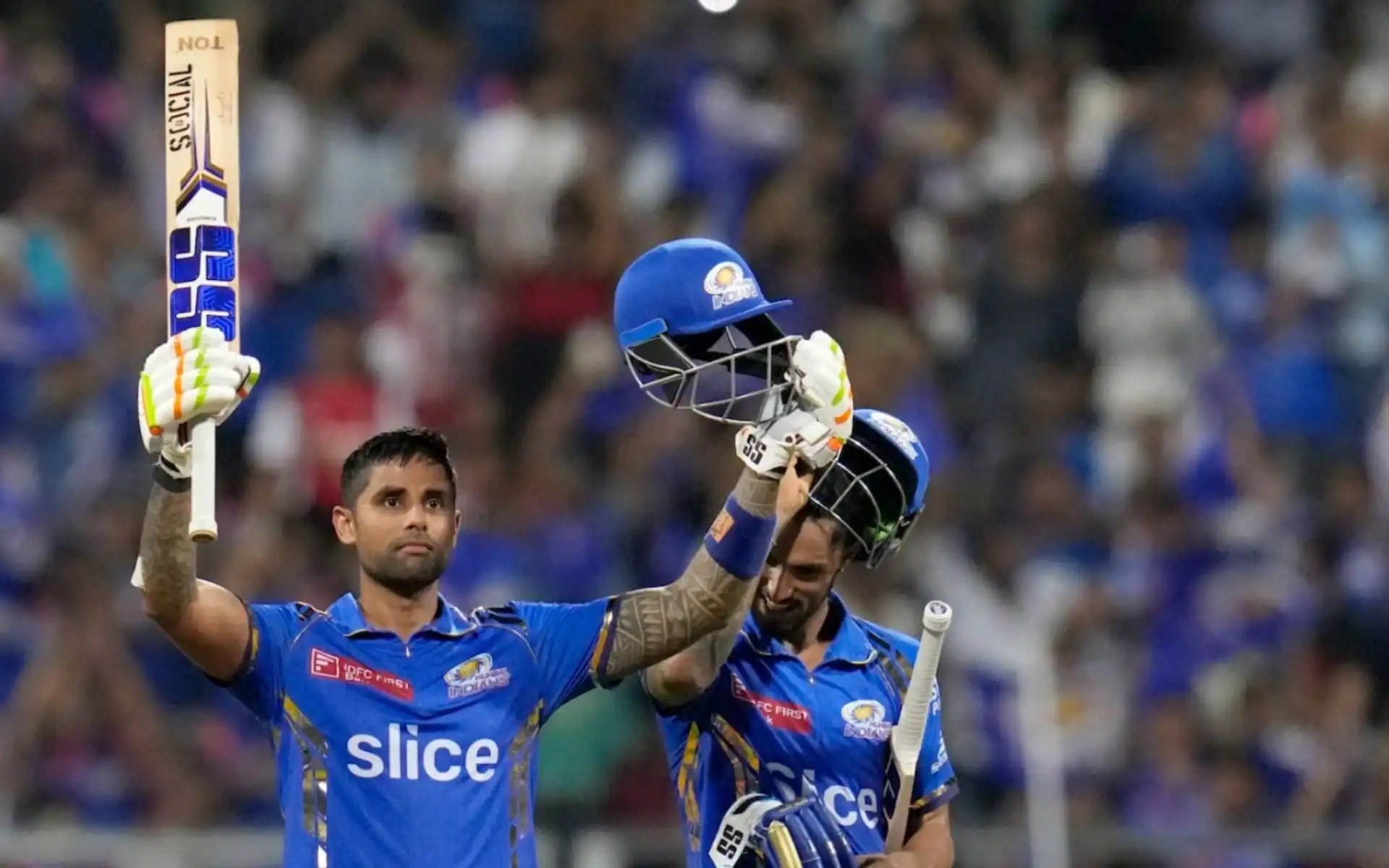 Suryakumar Yadav unleashed a range of shots during his 102* vs SRH (BCCI)