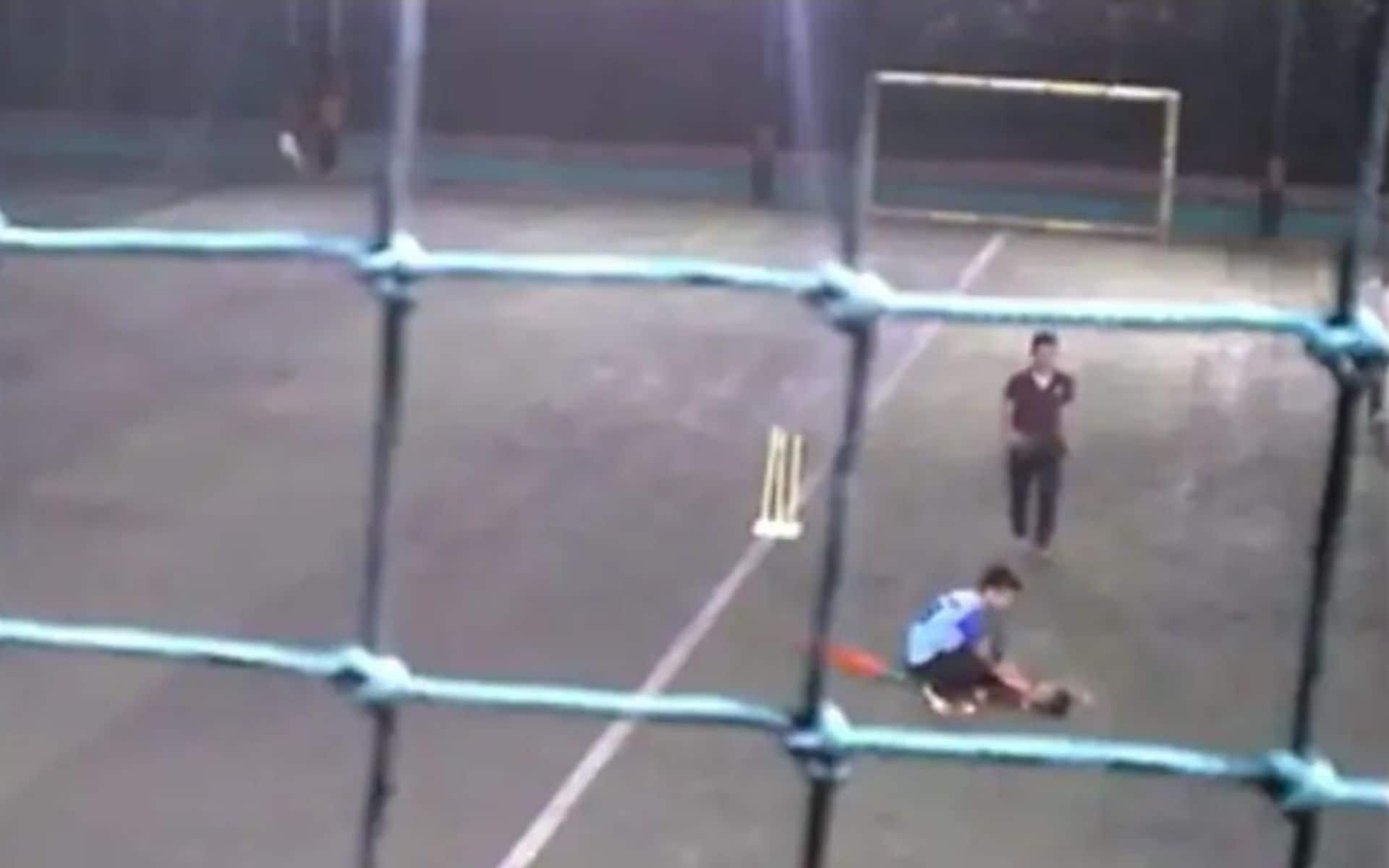 Shaurya instantly collapsed on the ground after getting hit by the ball (x.com)