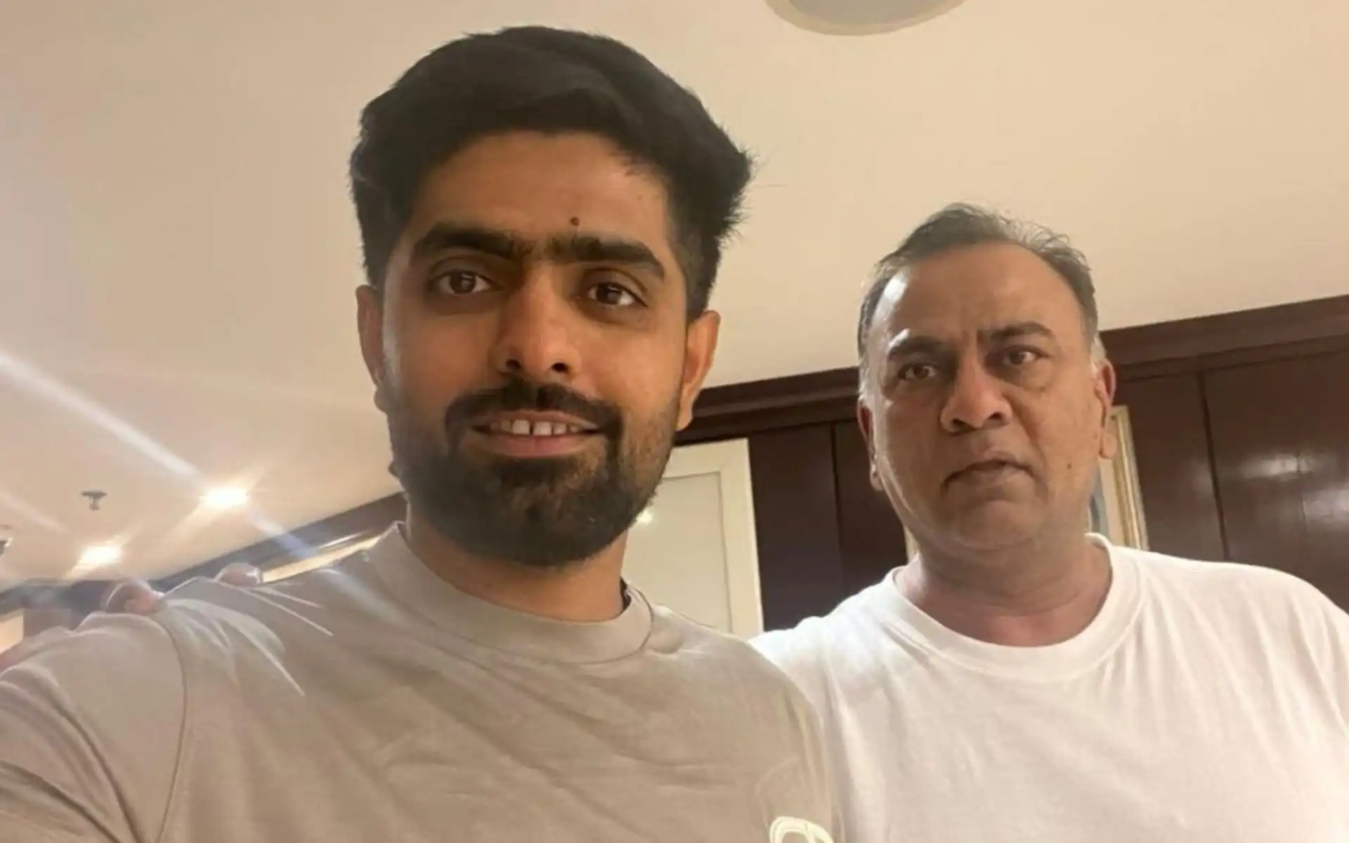 Babar Azam, Basit Ali taking a selfie (X.com)