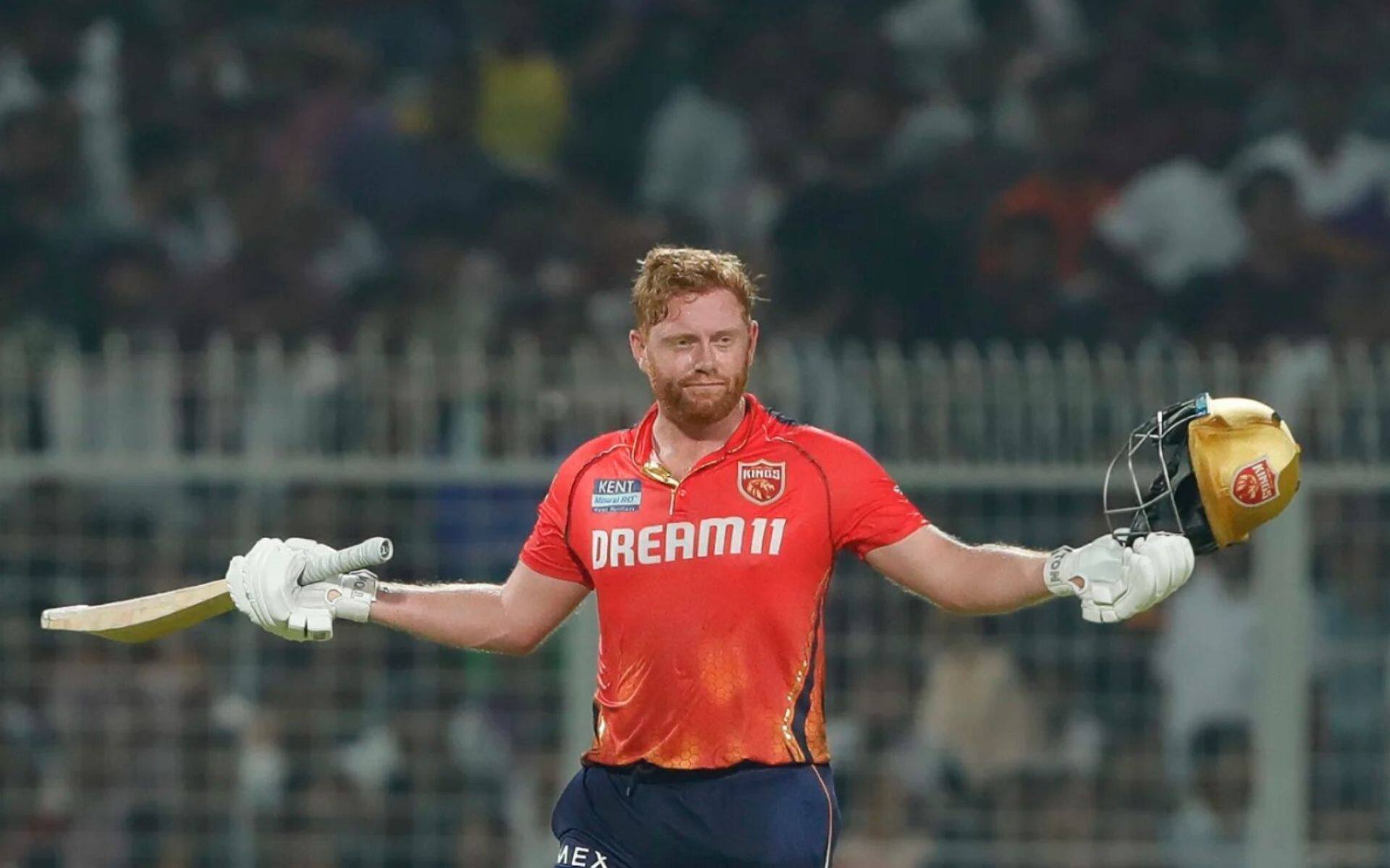 Jonny Bairstow celebrating his century against KKR (BCCI)