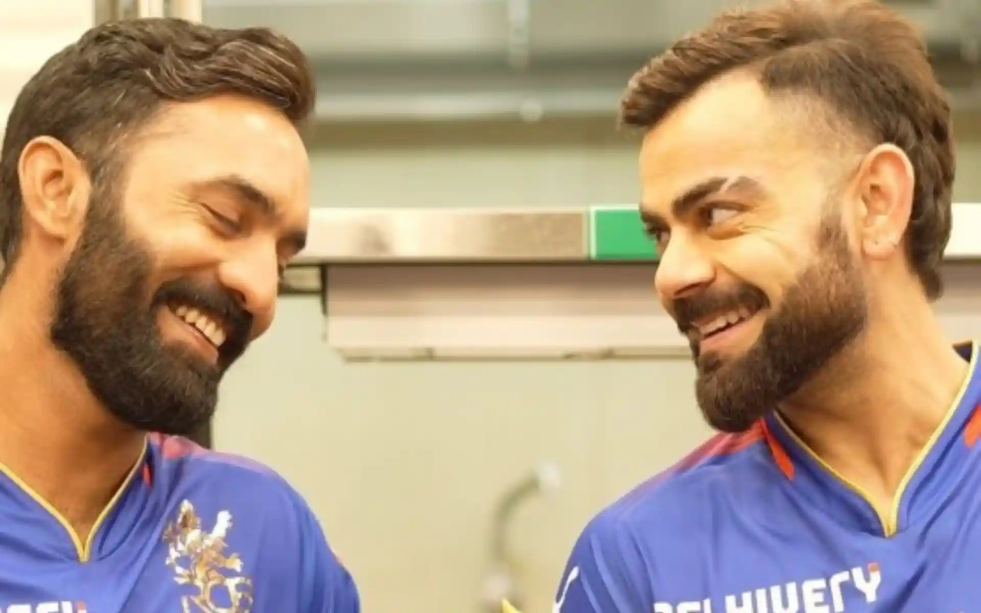 Virat Kohli with Dinesh Karthik during shoot in IPL 2024 (x.com)